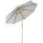 Voir la diapositive 5 : OUTSUNNY Parasol octogonal inclinable Ø 2,65 x 2,44H m mât baleine métal aspect bois polyester haute densité 180 g/m² blanc
