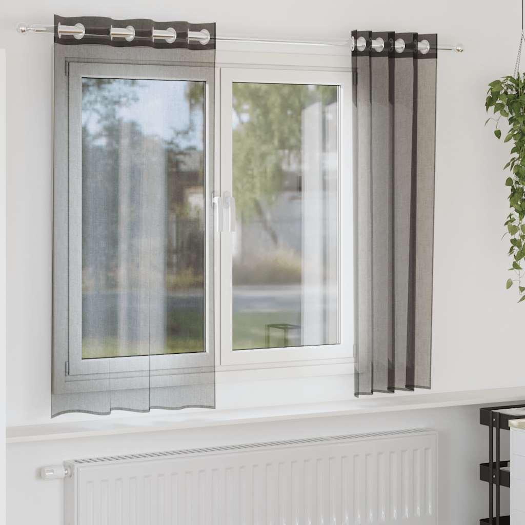 VIDAXL Rideaux en voile avec œillets 2 pcs noir 140x140 cm