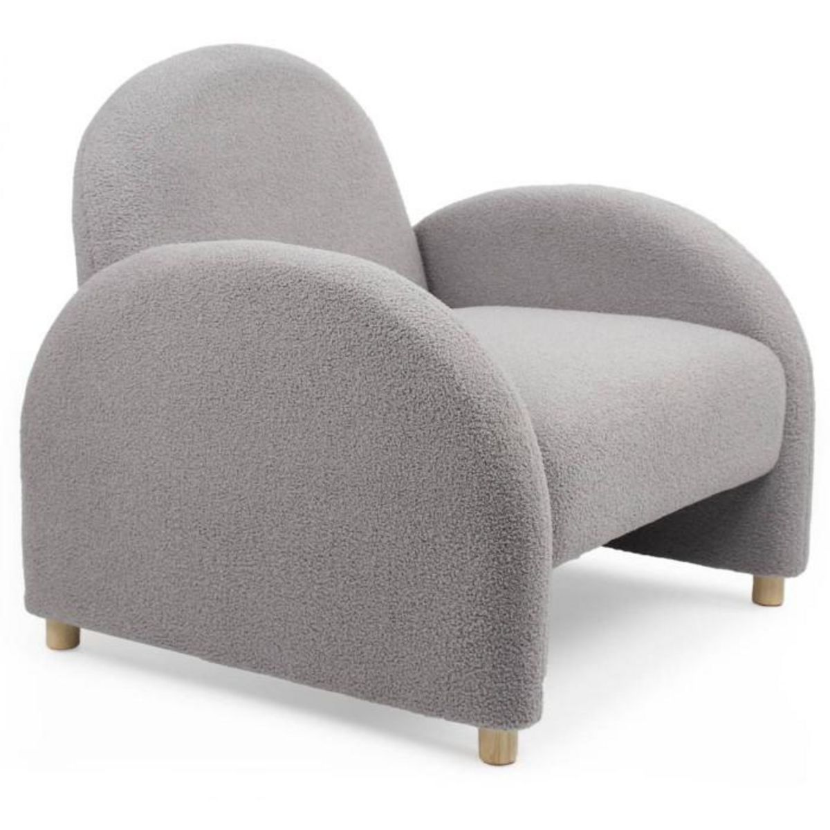 Paris Prix Fauteuil Club Bouclette  Jenna  85cm Gris