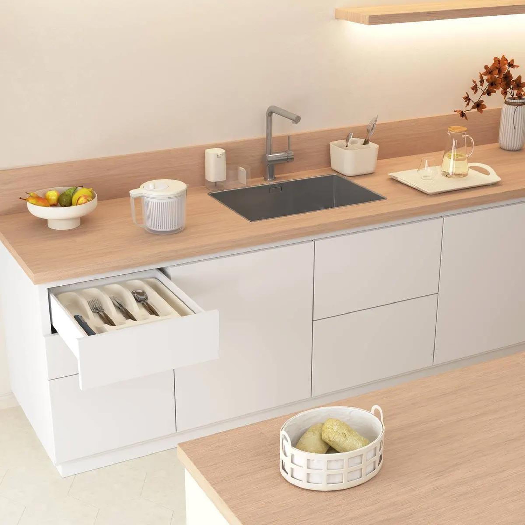 Voir la diapositive 4 : FIVE Distributeur de savon & organiseur d'évier  poly  19cm argile