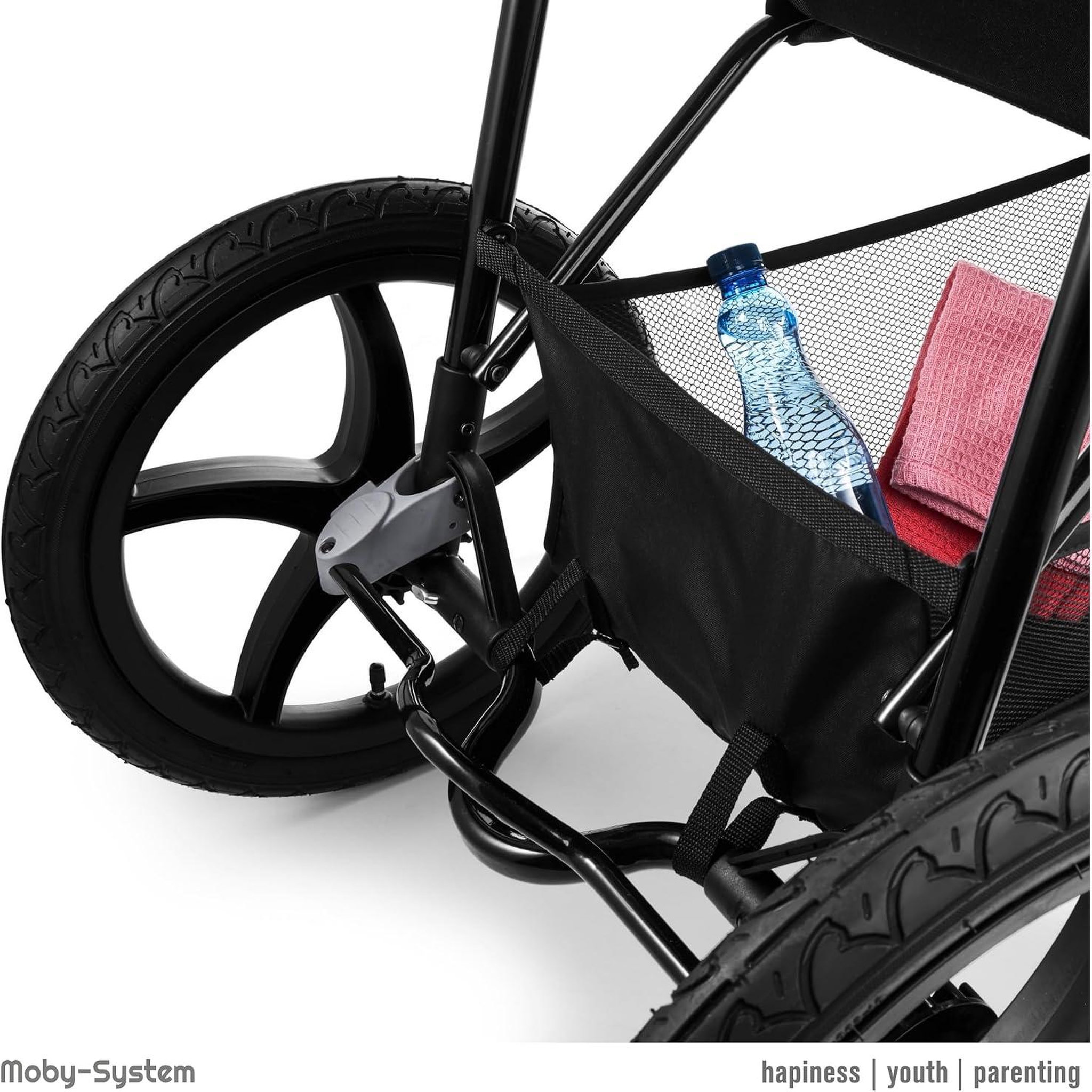 Voir la diapositive 5 : MOBY SYSTEM Poussette Bébé 3 Roues Pliable, 15 kg Max, Facile à Tourner, Ceinture 5 Points, Tout Terrain