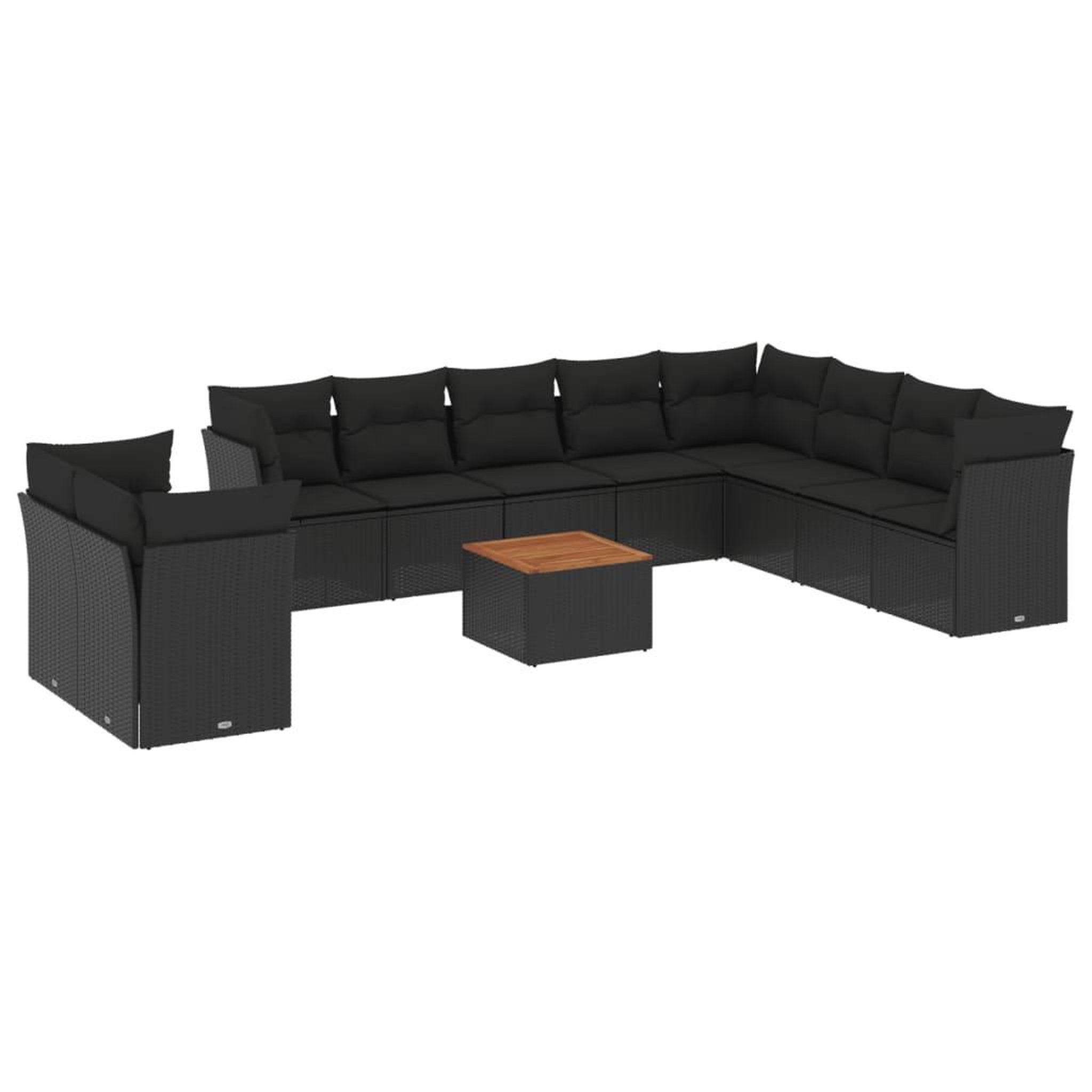 Voir la diapositive 2 : VIDAXL Salon de jardin 11 pcs avec coussins noir resine tressee