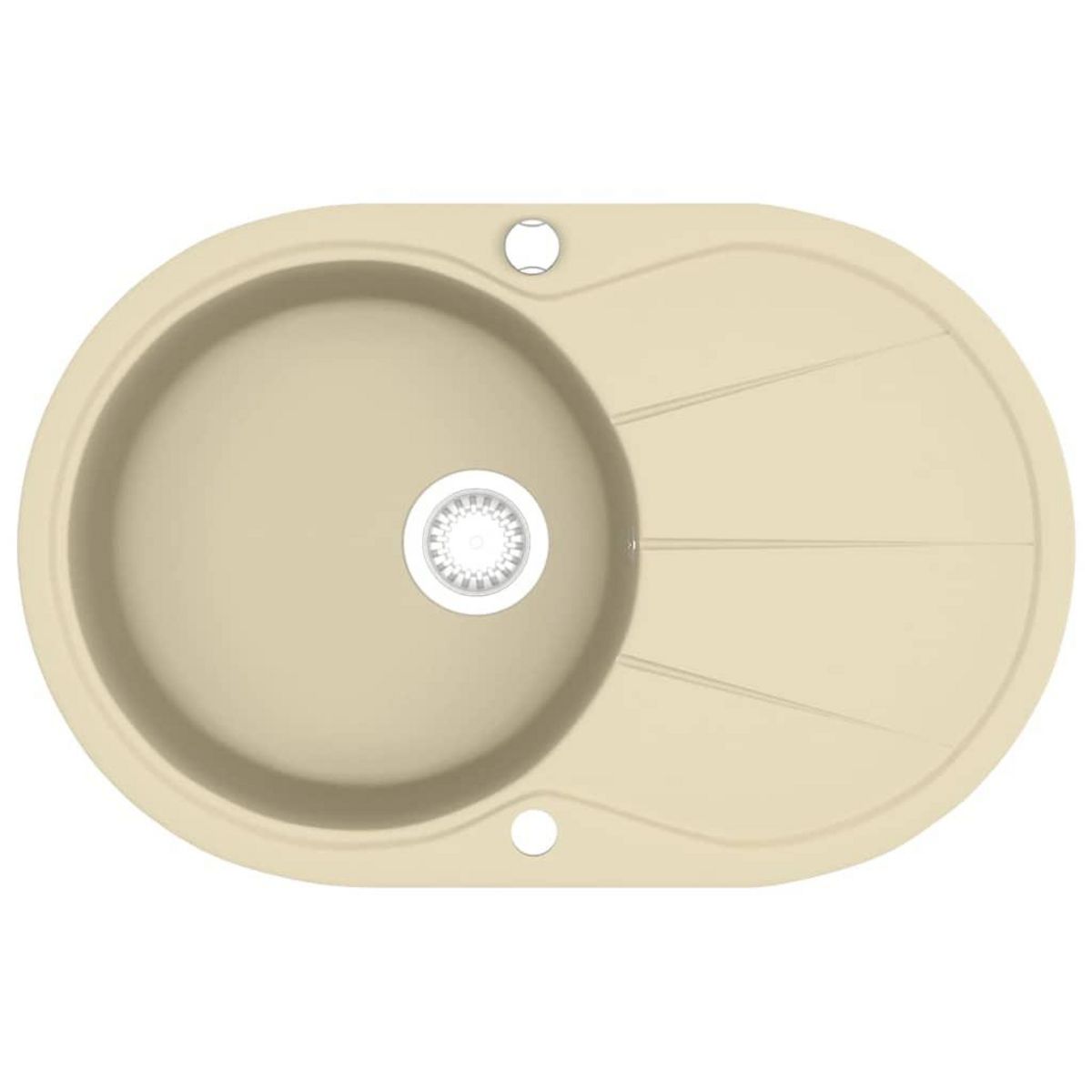 VIDAXL Evier de cuisine Granit Seul lavabo Ovale Beige