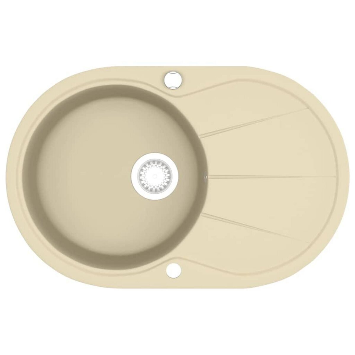 VIDAXL Evier de cuisine Granit Seul lavabo Ovale Beige