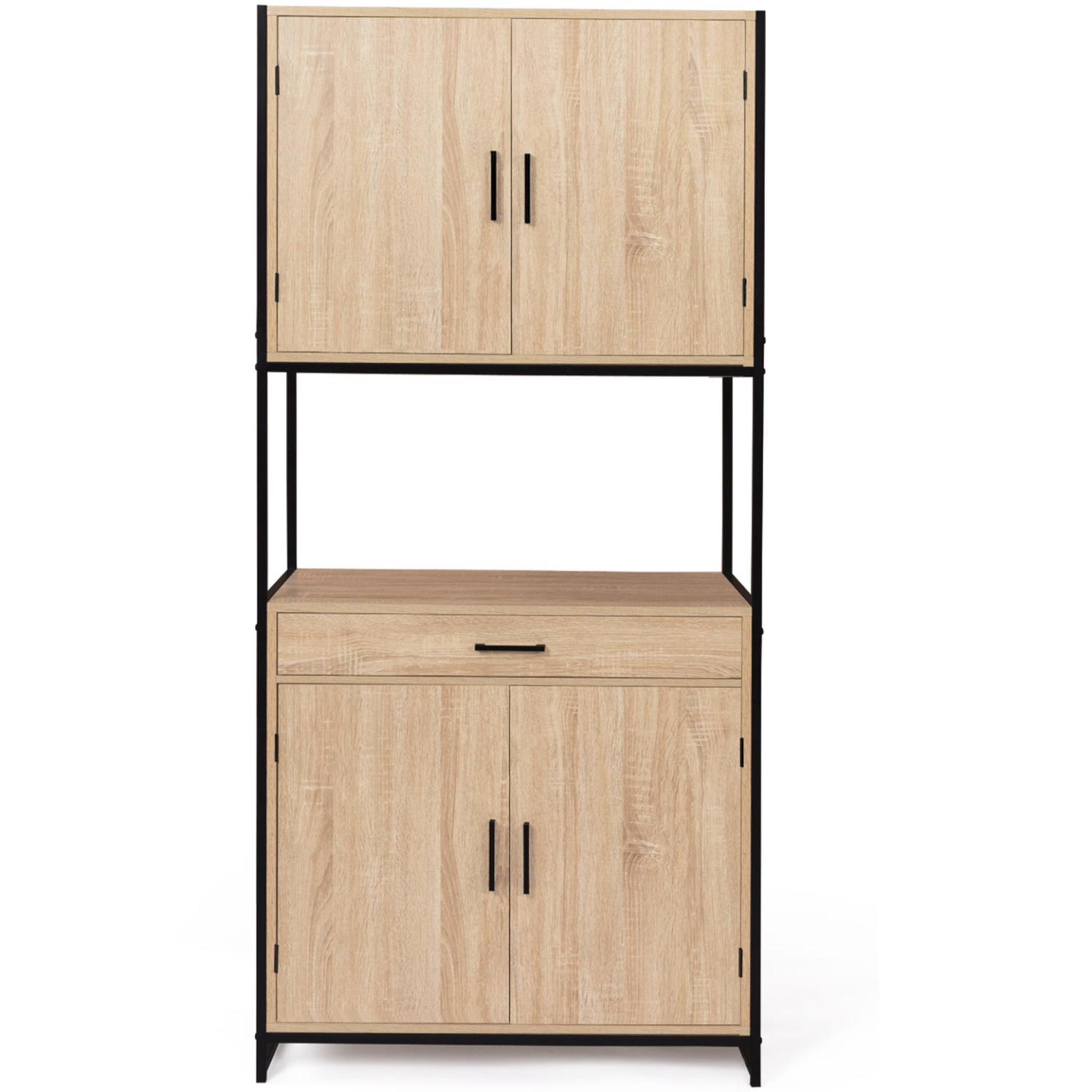 Voir la diapositive 3 : ID MARKET Buffet de cuisine 80 cm detroit meuble 4 portes design industriel + tiroir