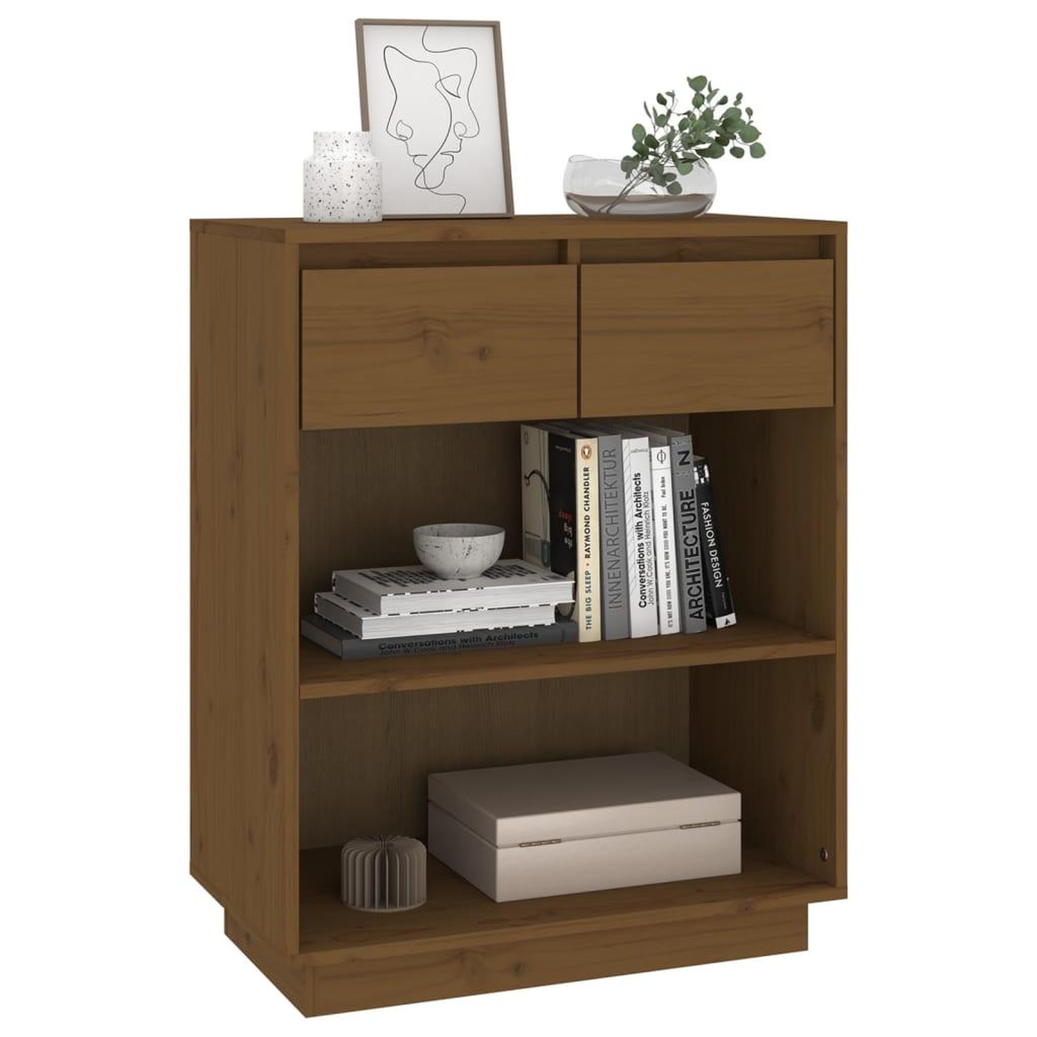 Voir la diapositive 4 : VIDAXL Armoire console Marron miel 60x34x75 cm Bois de pin solide
