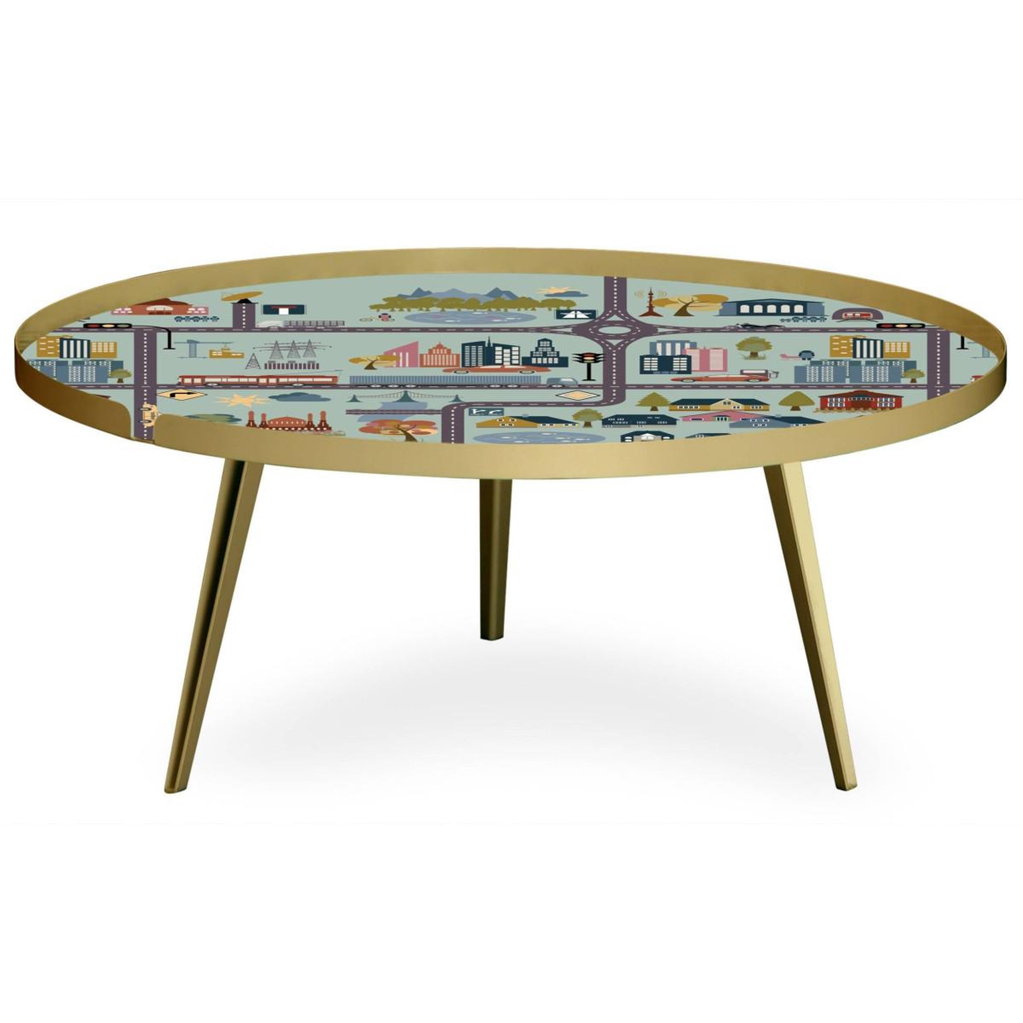 Voir la diapositive 2 : Paris Prix Table basse à rebord 1 cover  city  90cm or