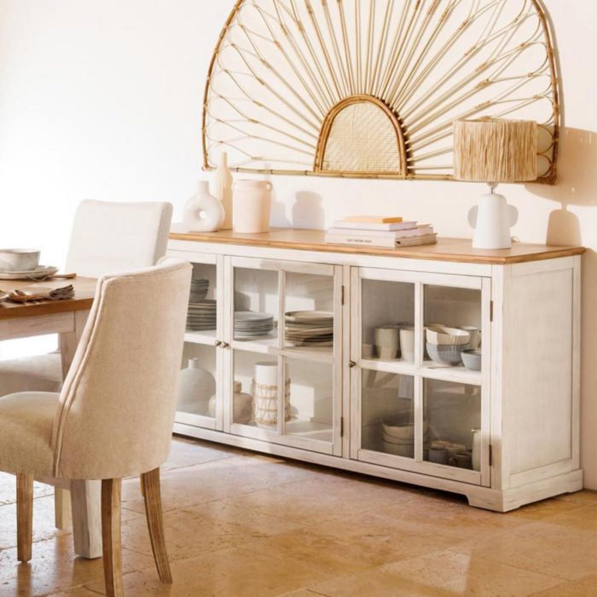 ATMOSPHERA Buffet 3 Portes en Bois  Olbia  180cm Blanc
