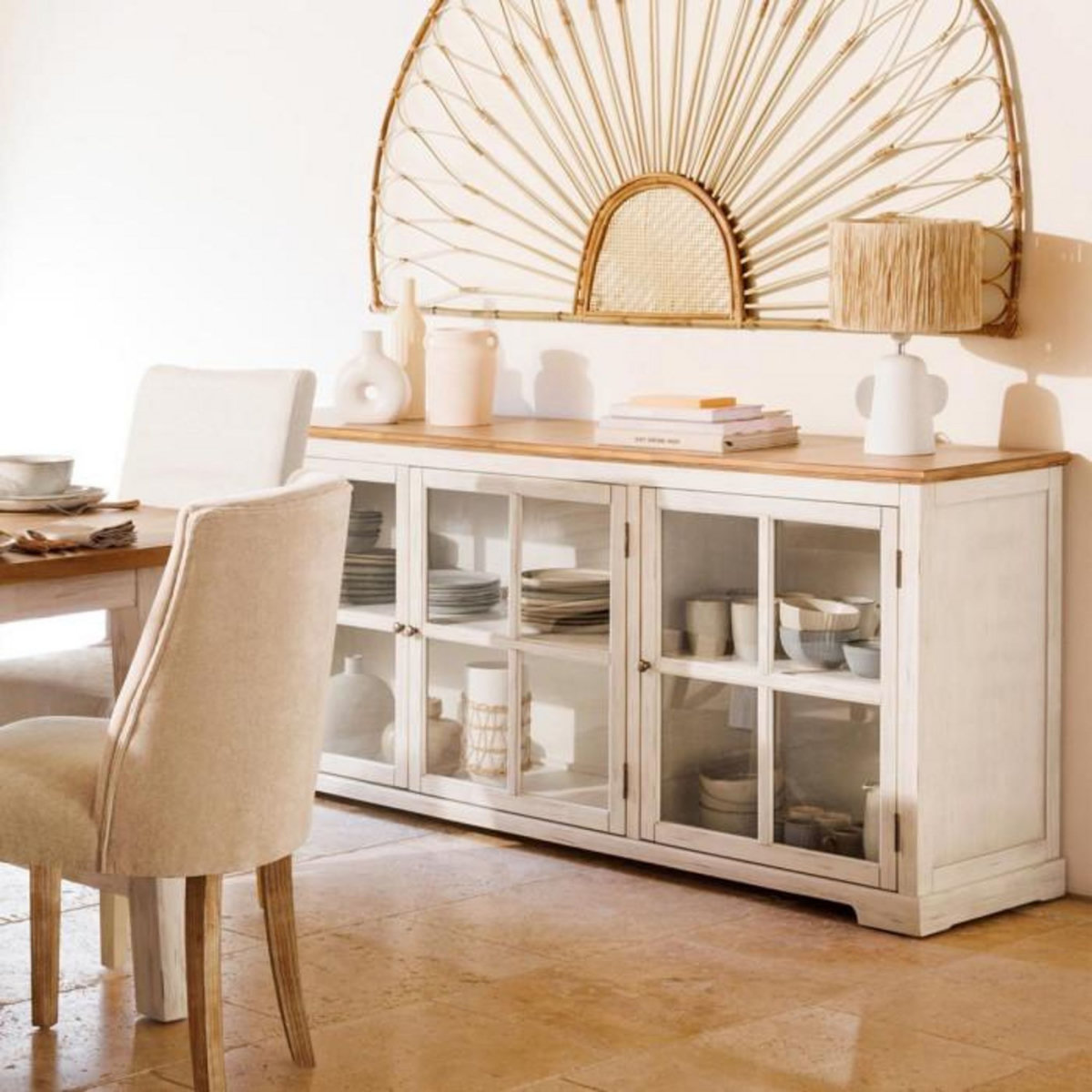 ATMOSPHERA Buffet 3 Portes en Bois  Olbia  180cm Blanc