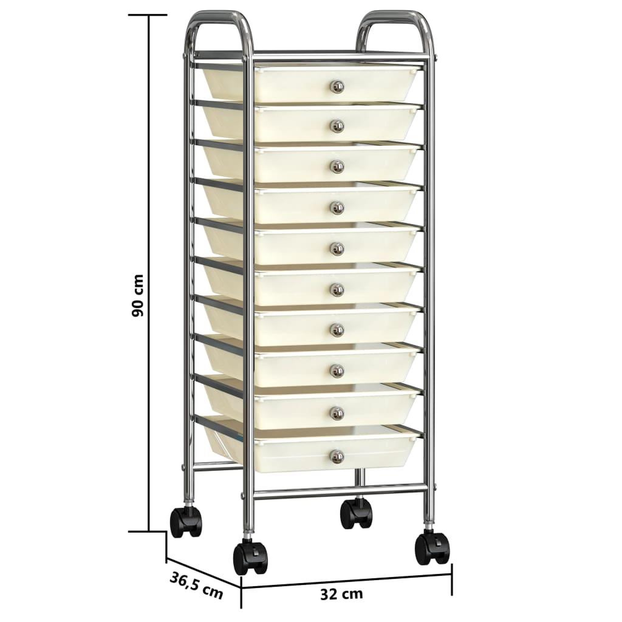Voir la diapositive 6 : VIDAXL Chariot de rangement mobile a 10 tiroirs Blanc Plastique