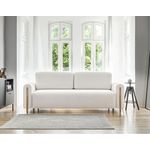 BEST MOBILIER Glendale - canapé droit 3 places - convertible avec coffre - en tissu bouclette. Coloris disponibles : Beige, Gris, Blanc