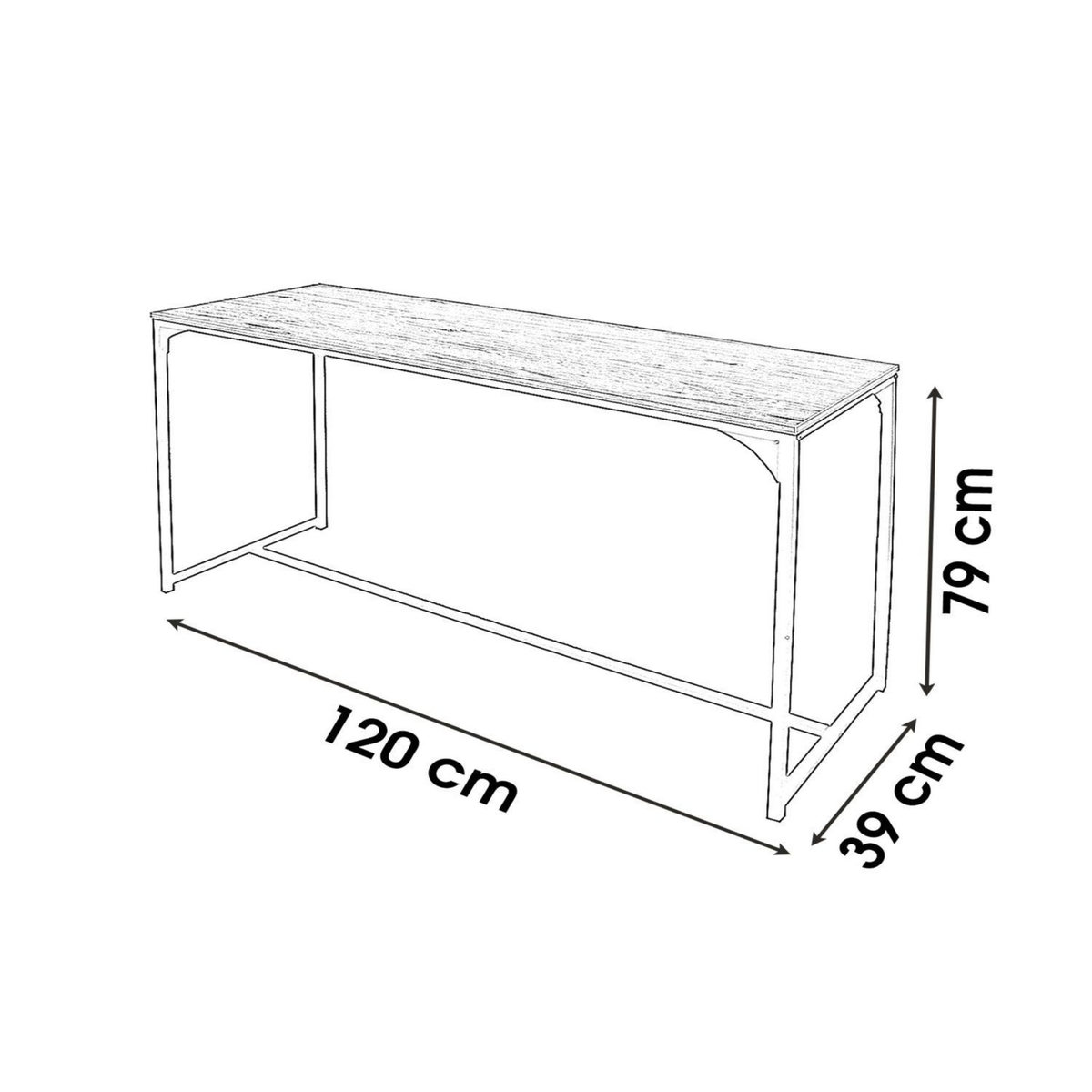 TOILINUX Console d'entrée Loft - Bois et métal