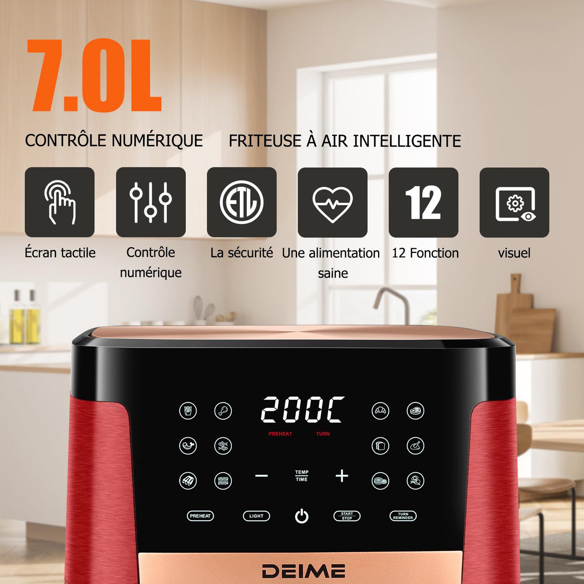 Voir la diapositive 6 : DEIME DEIME - 1800 w 12 programmes avec vitre de cuisson – rouge métallisé