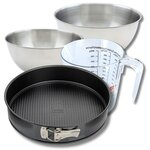 ZENKER Set pâtisserie avec moule à manqué 30 cm, 2 bols à mixer, verre mesureur et spatule Zenker