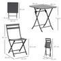 Voir la diapositive 3 : OUTSUNNY Salon de jardin bistro pliable - table carrée dim. 60L x 60l x 71H cm avec 2 chaises - métal thermolaqué gris