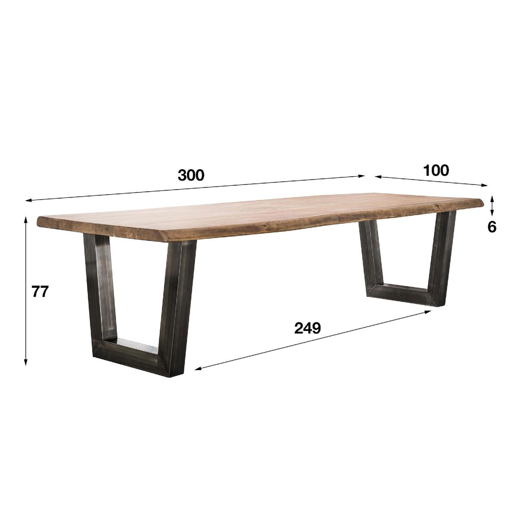 Voir la diapositive 3 : JLC KREATION Table à manger en bois d'acacia massif 300 cm TRONCIA