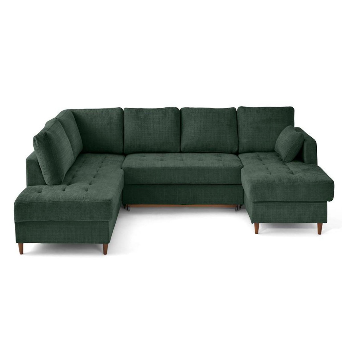 LISA DESIGN Anna - canapé panoramique d'angle gauche 7 places convertible avec coffre en velours texturé