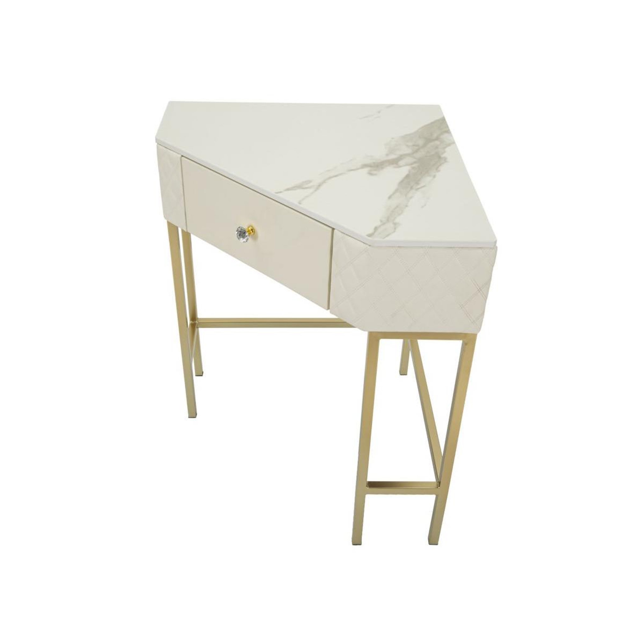 Voir la diapositive 4 : Paris Prix Console d'angle effet marbre  sharon  84cm blanc & or