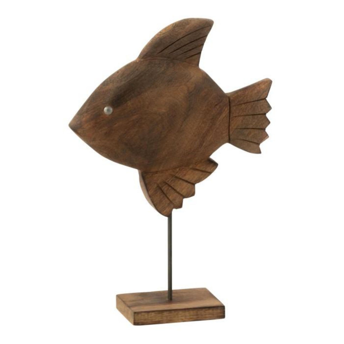 Paris Prix Statuette Poisson sur Pied en Bois  Antwan  31cm Marron
