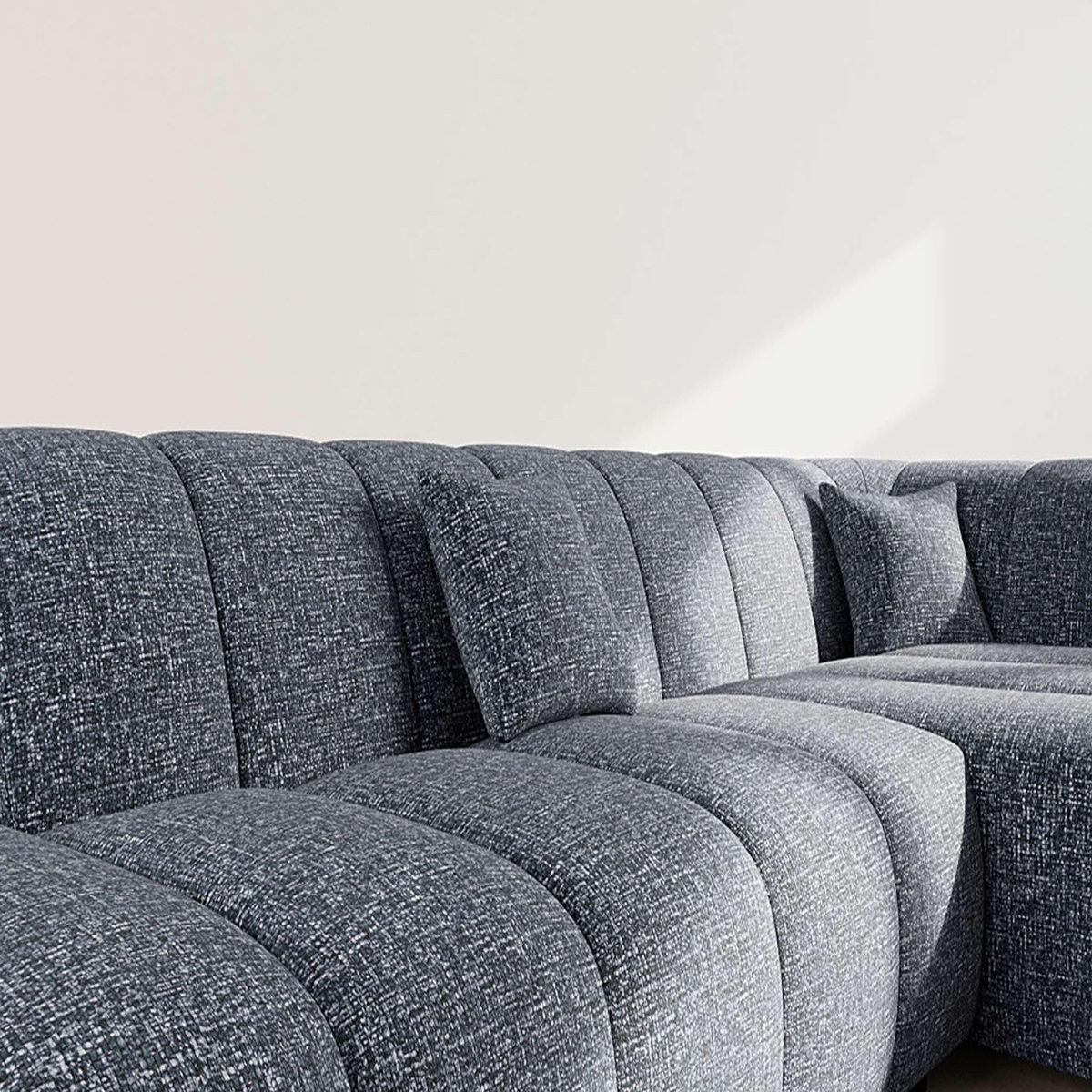 LISA DESIGN Curtis - canapé d'angle droit 4 places sans accoudoir en tissu texturé