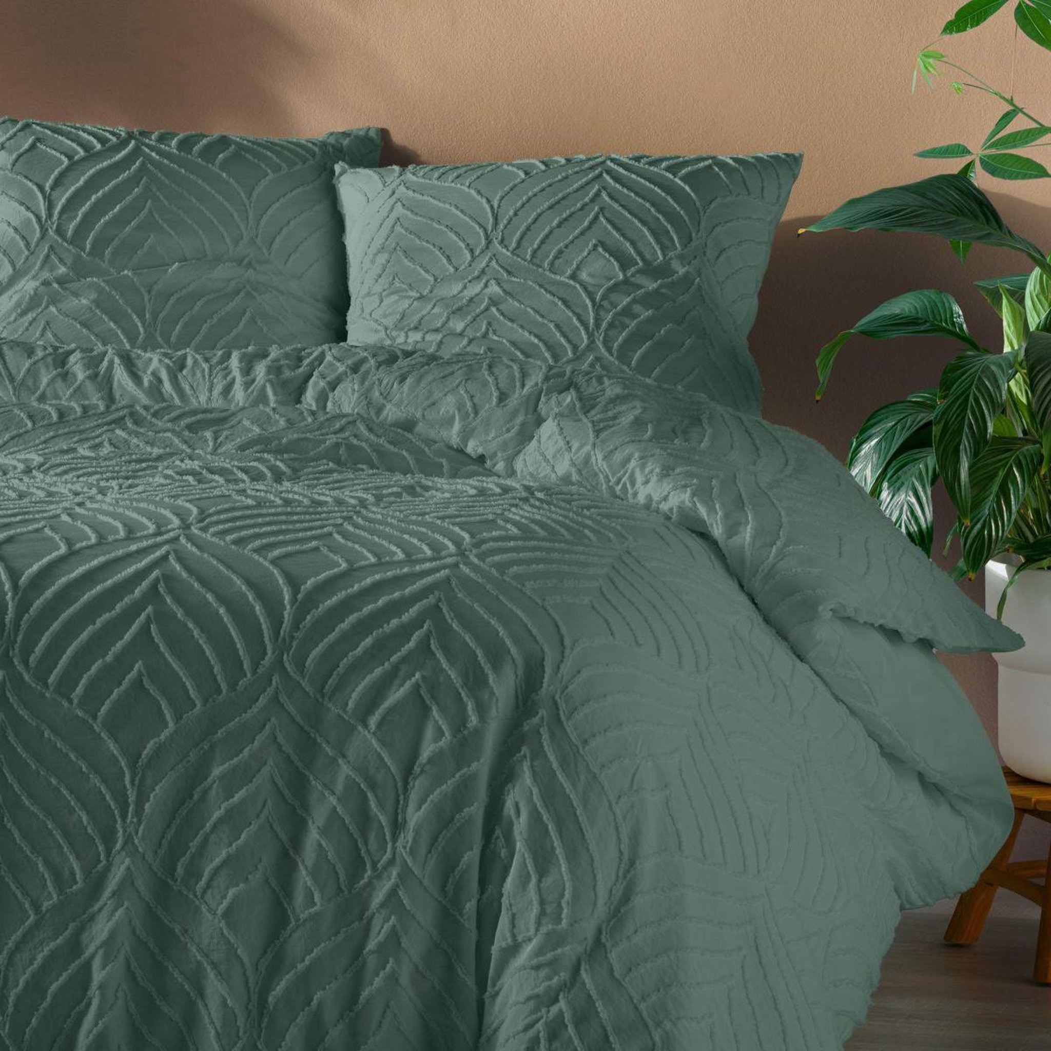 Voir la diapositive 2 : Douceur d'Intérieur Parure de lit 3 pièces  heltie  240x220cm vert cèdre