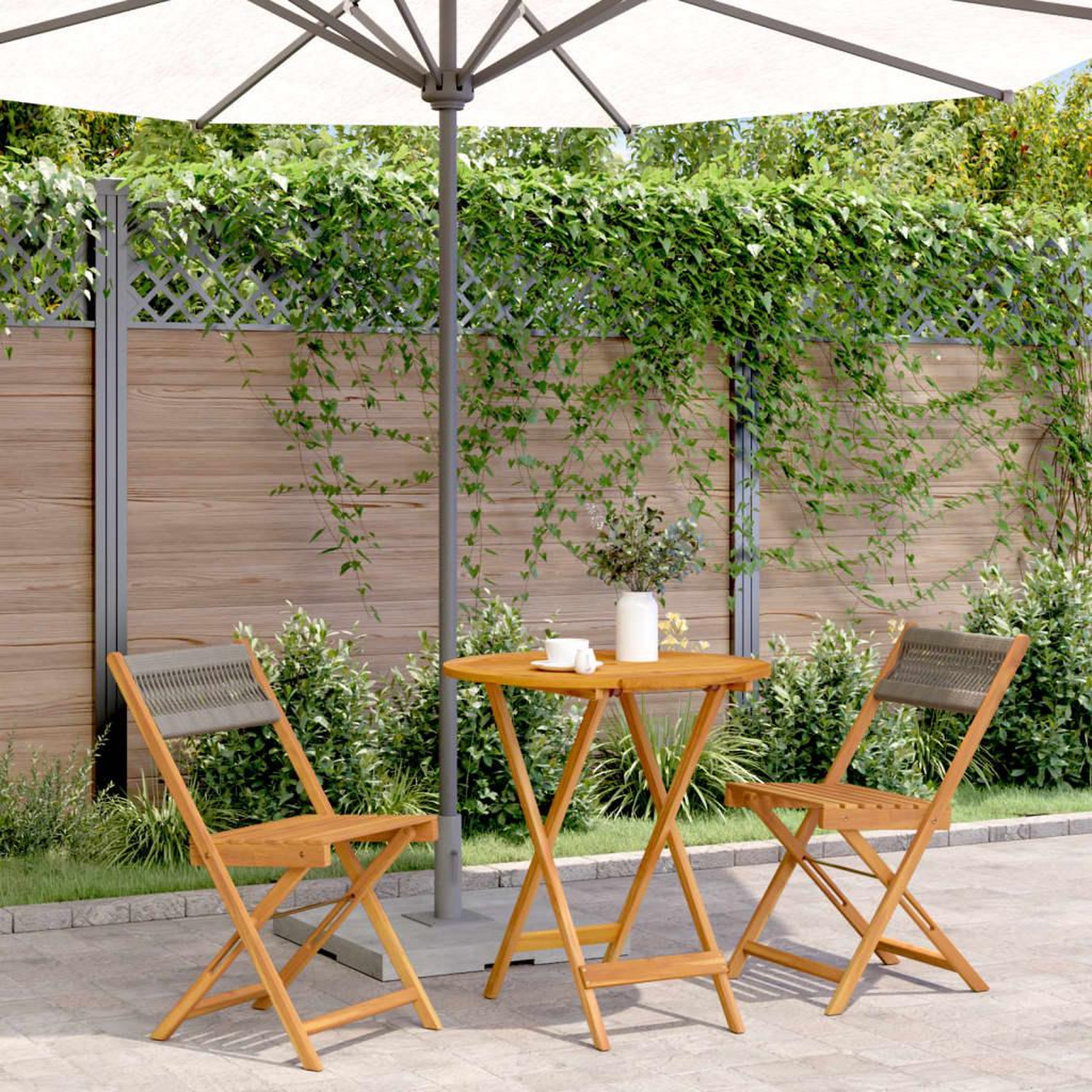 VIDAXL Ensemble de bistro 3 pcs gris polypropylene et bois massif