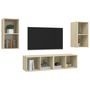 Voir la diapositive 3 : VIDAXL Meubles TV muraux 4 pcs Chene sonoma Bois d'ingenierie