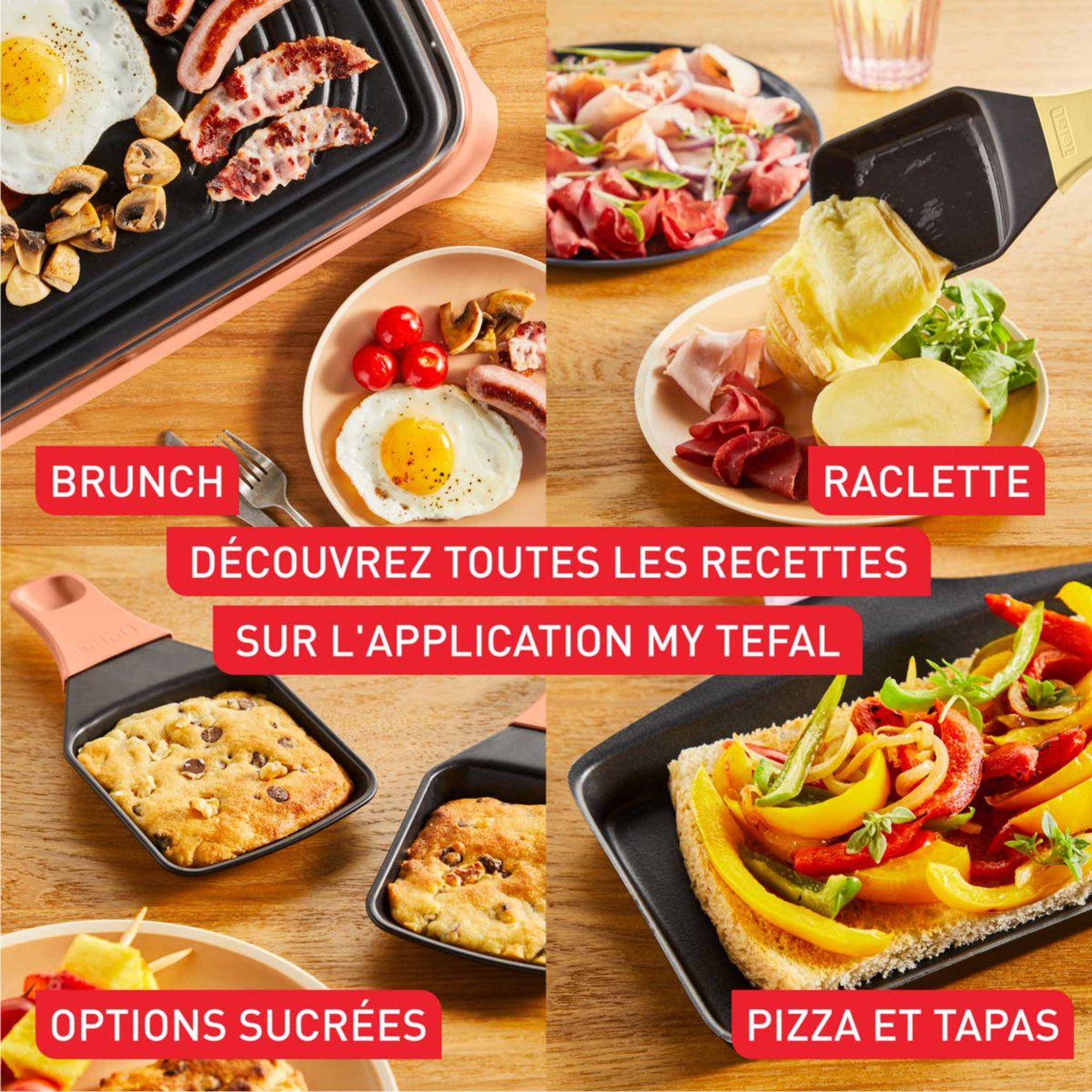 Voir la diapositive 5 : TEFAL Raclette 2 en 1 plancha Food & Co x8 RE651JF0