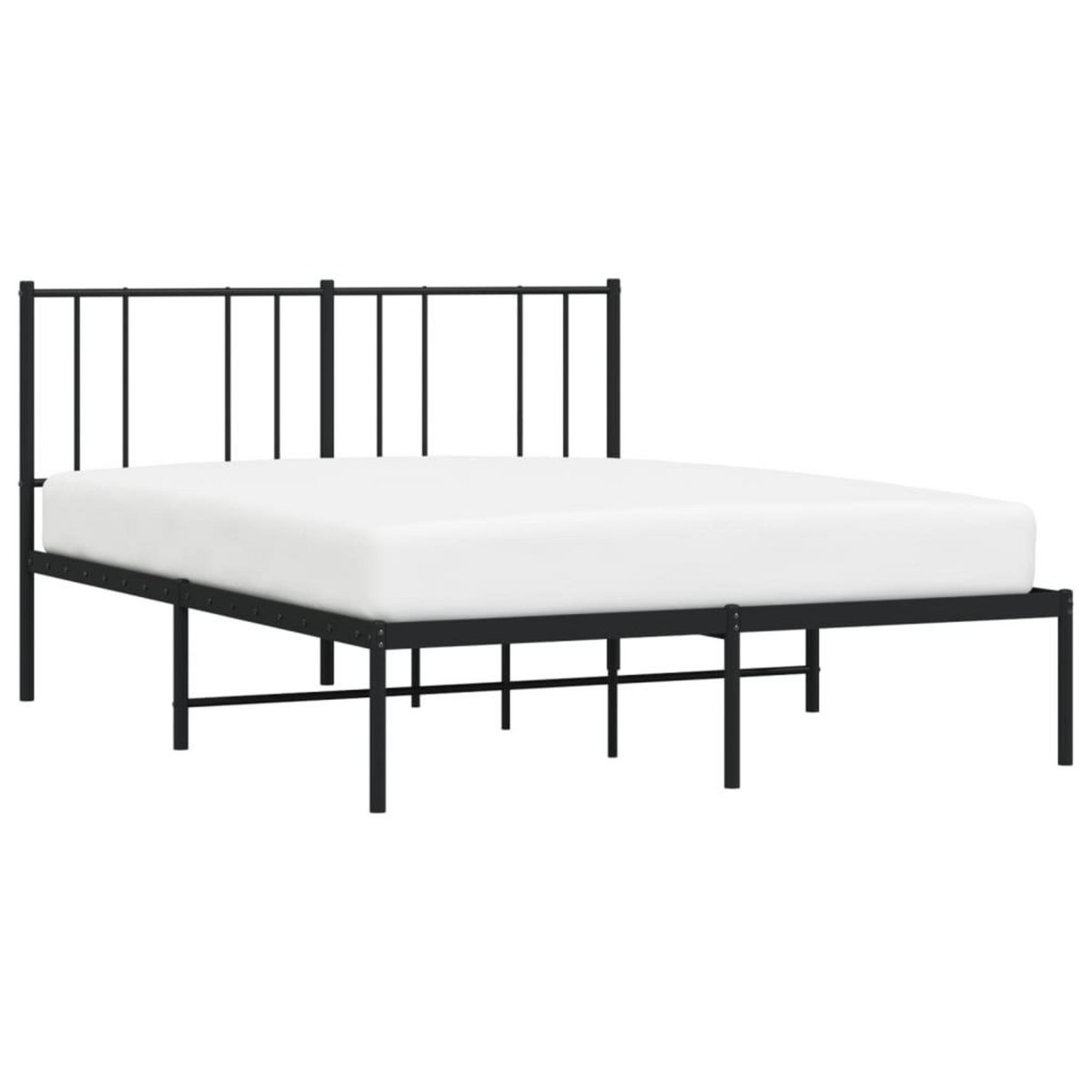 VIDAXL Cadre de lit metal sans matelas avec tete de lit noir 140x200cm