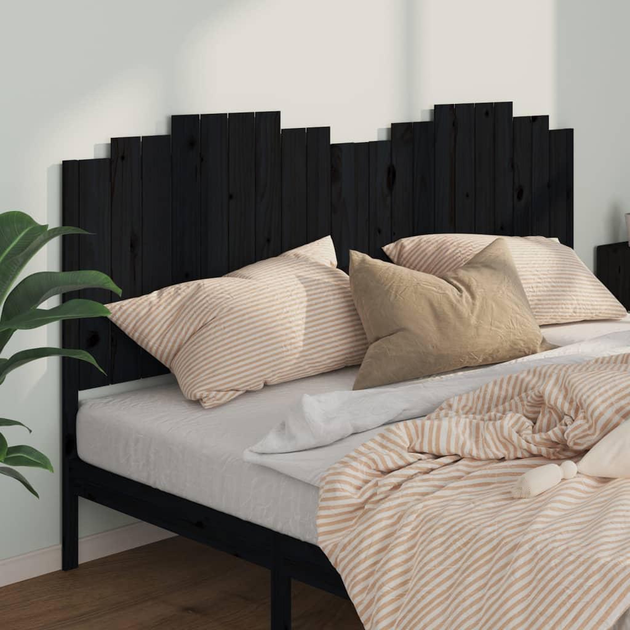 Voir la diapositive 3 : VIDAXL Tete de lit Noir 206x4x110 cm Bois massif de pin