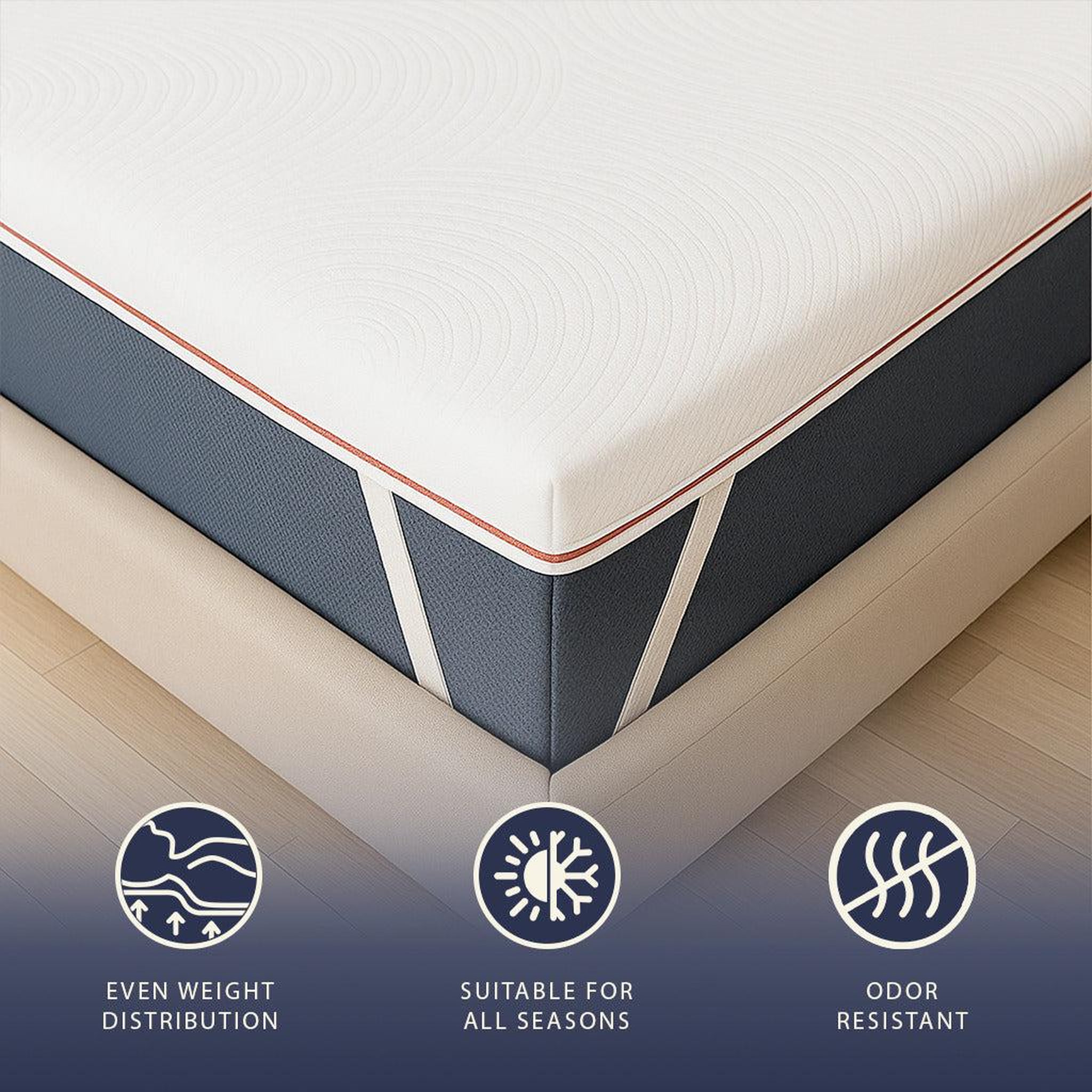 Voir la diapositive 6 : THE WHITE STONE Surmatelas 80x190 en Mémoire de Forme 9 Zones Différenciées | Hauteur 5 cm | Tissu Hypoallergénique Pure Déhoussable | Surmatelas Orthopédique | Fabriqué en Italie