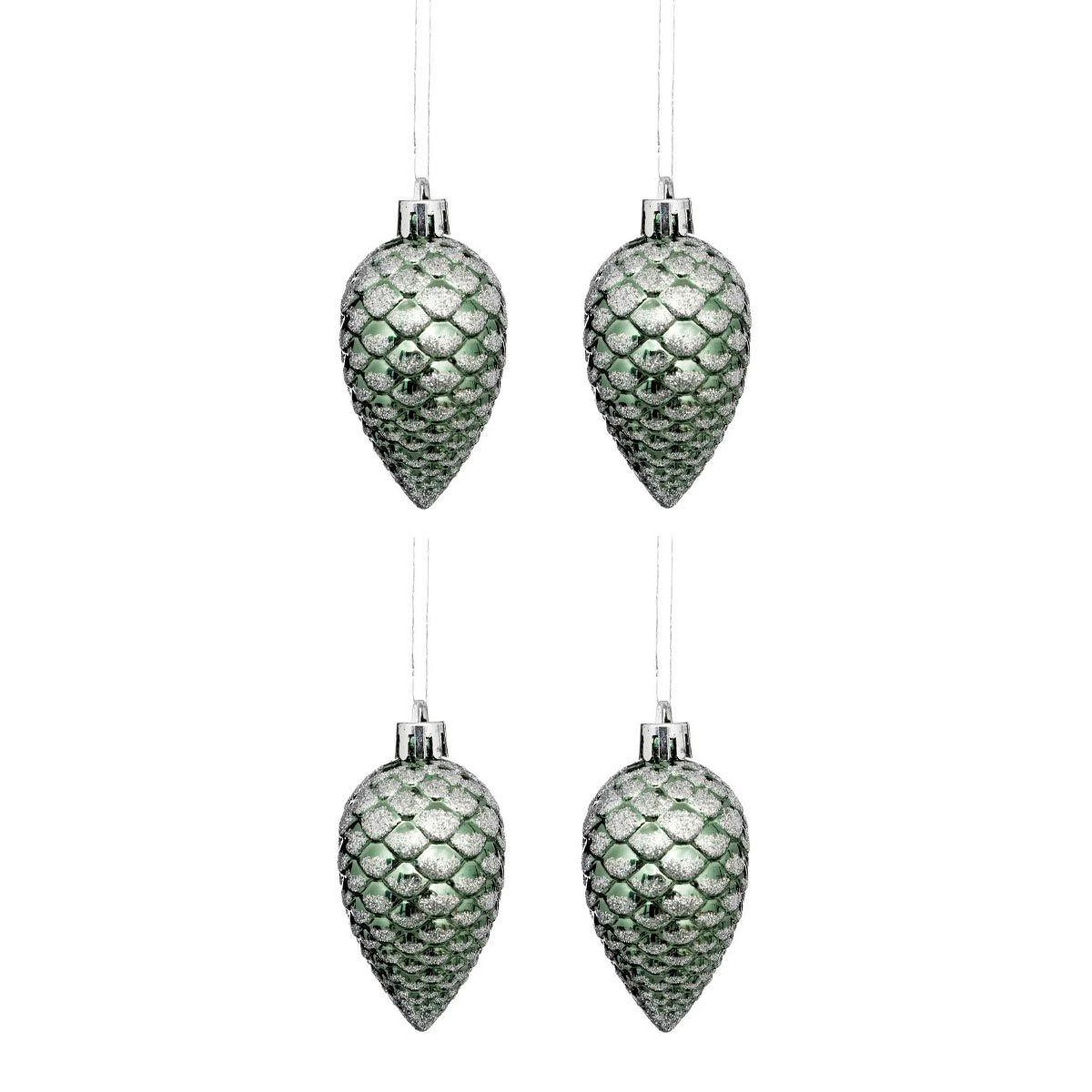 ATMOSPHERA Lot de 4 sujets de noël  pommes de pin  7cm vert