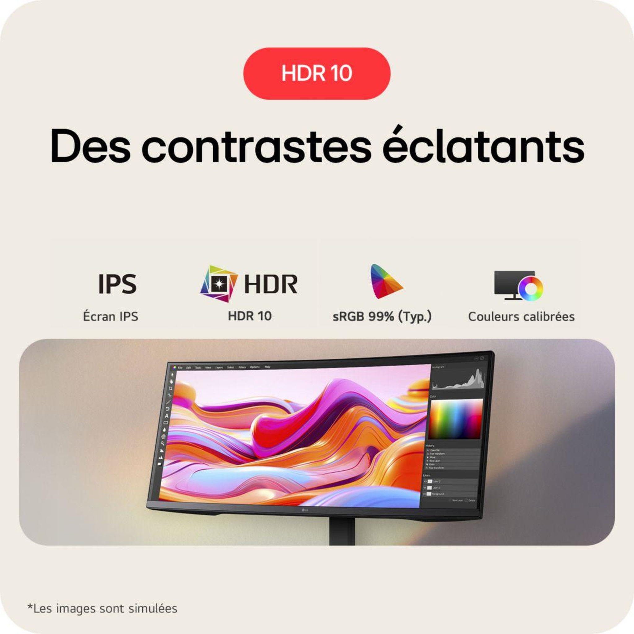 Voir la diapositive 4 : LG Ecran pc ultrawide 34u650a 34'' incurvé ips uwqhd 100 hz hdr10 usb-c 96w