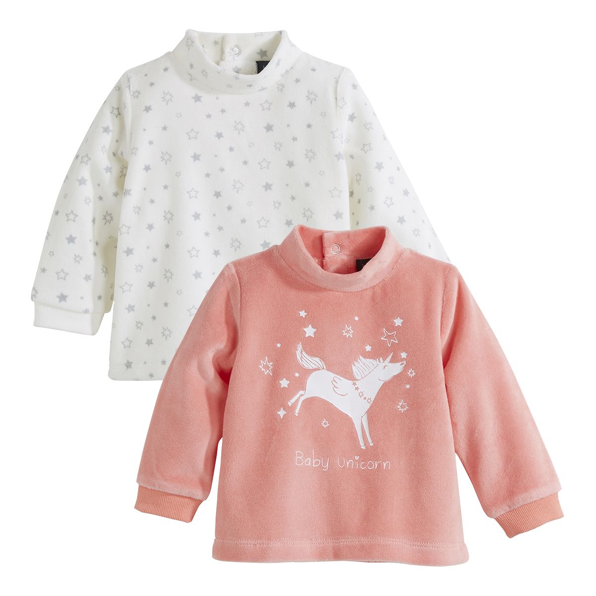 INEXTENSO Lot de 2 sous-pulls velours bébé fille