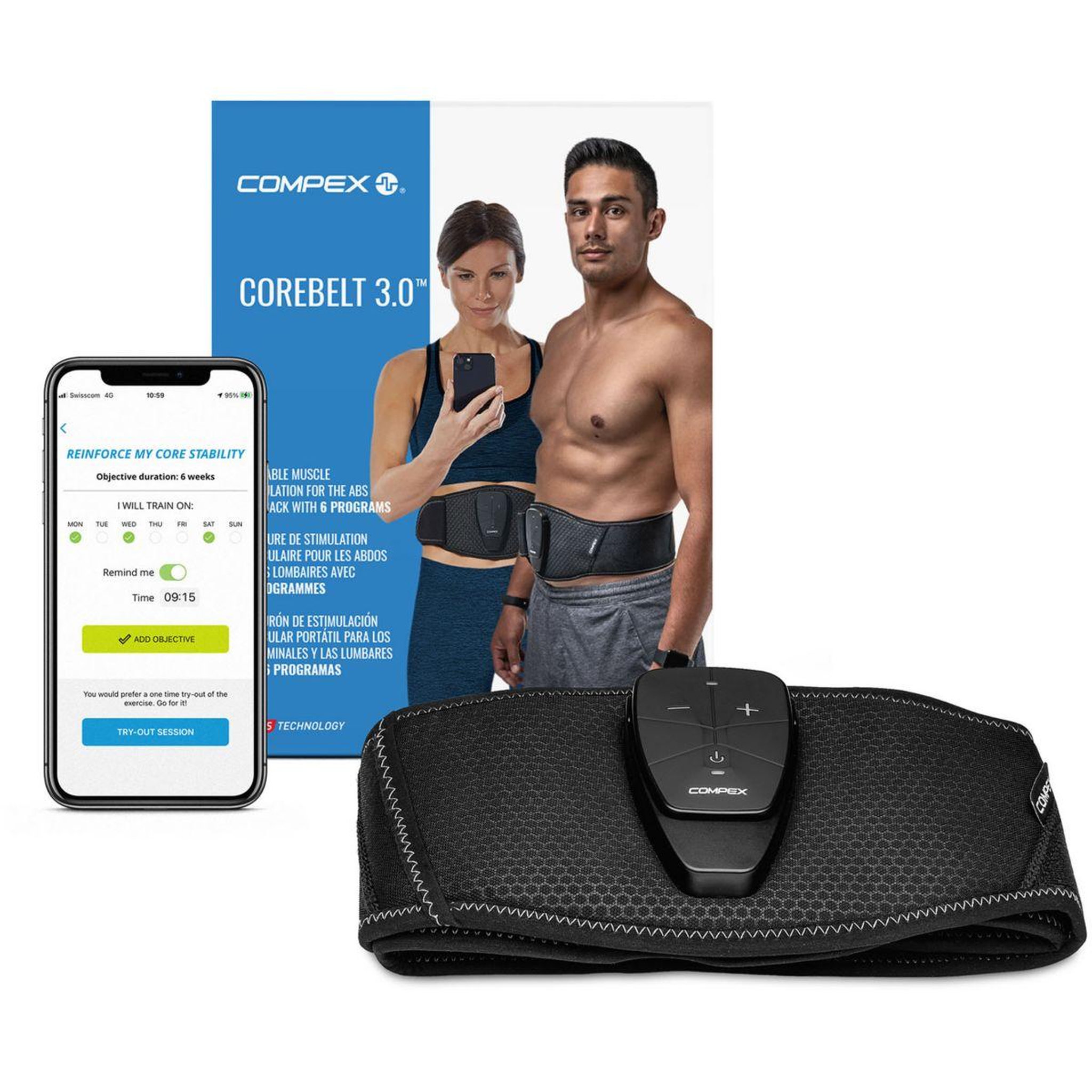 COMPEX Ceinture abdominale Corebelt 3.0 taille L/XL