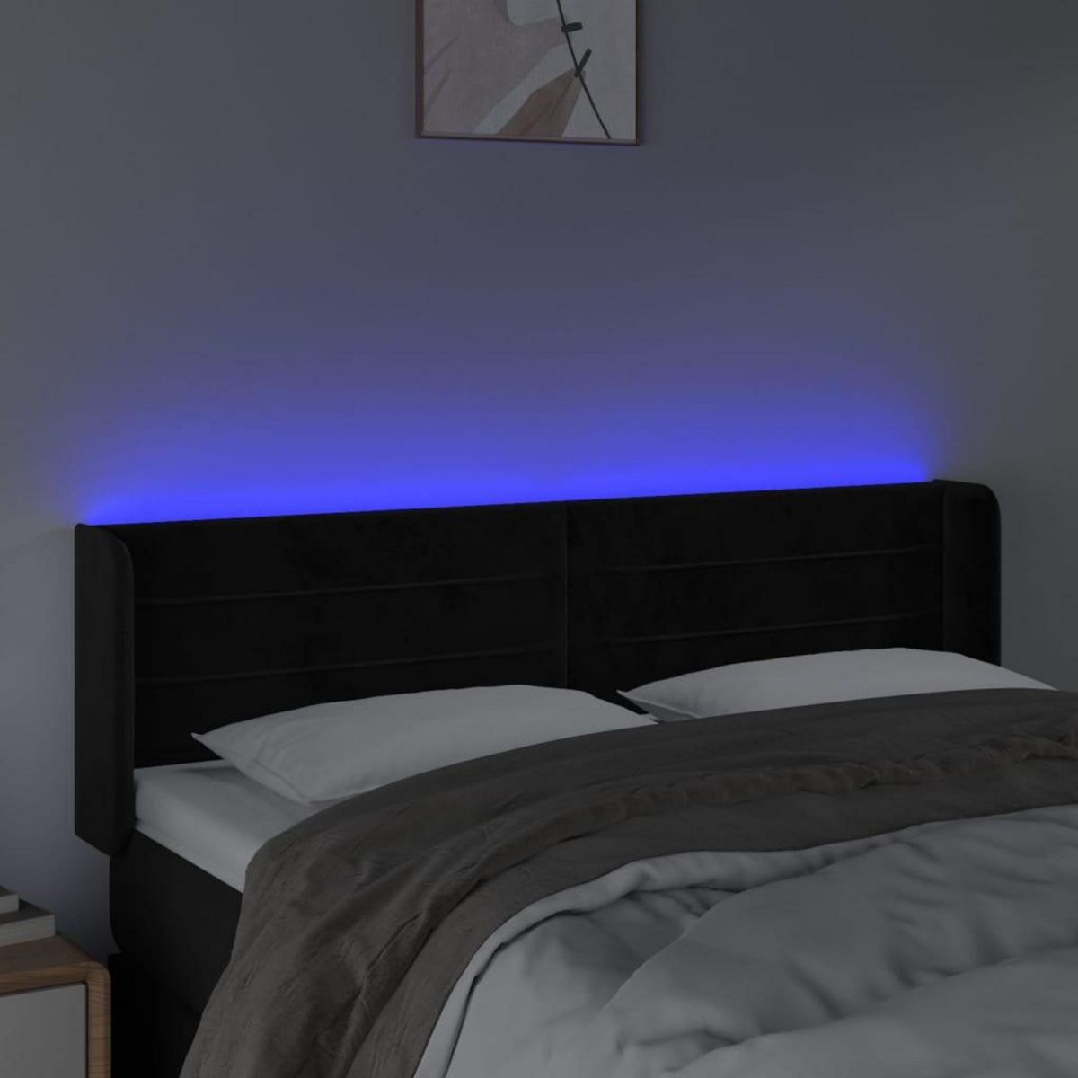 VIDAXL Tete de lit a LED Noir 147x16x78/88 cm Velours