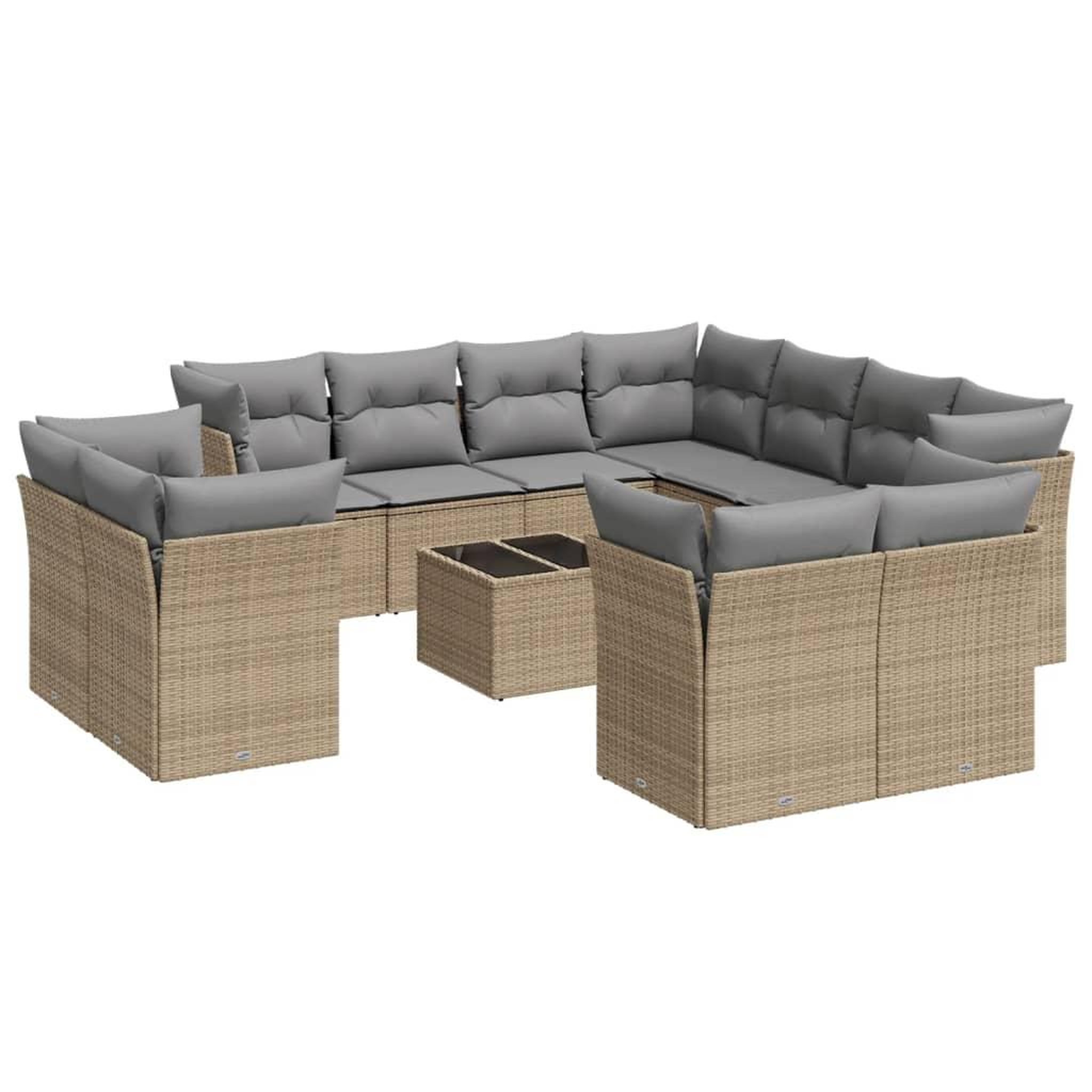Voir la diapositive 2 : VIDAXL Salon de jardin avec coussins 12 pcs beige resine tressee