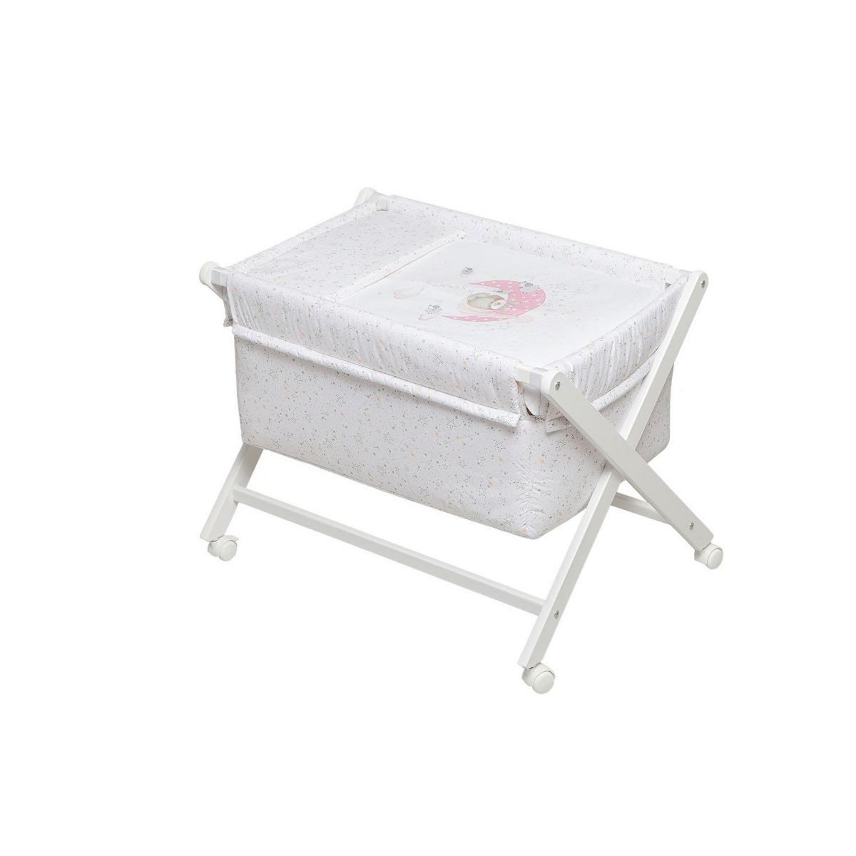 INTERBABY Berceau en Croix Bear Sleeping - Couleur Rose pour Bébé - Sécurité et Confort Assurés