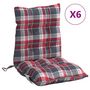 Voir la diapositive 2 : VIDAXL Coussins de chaise a dossier bas lot de 6 motif carreaux rouge