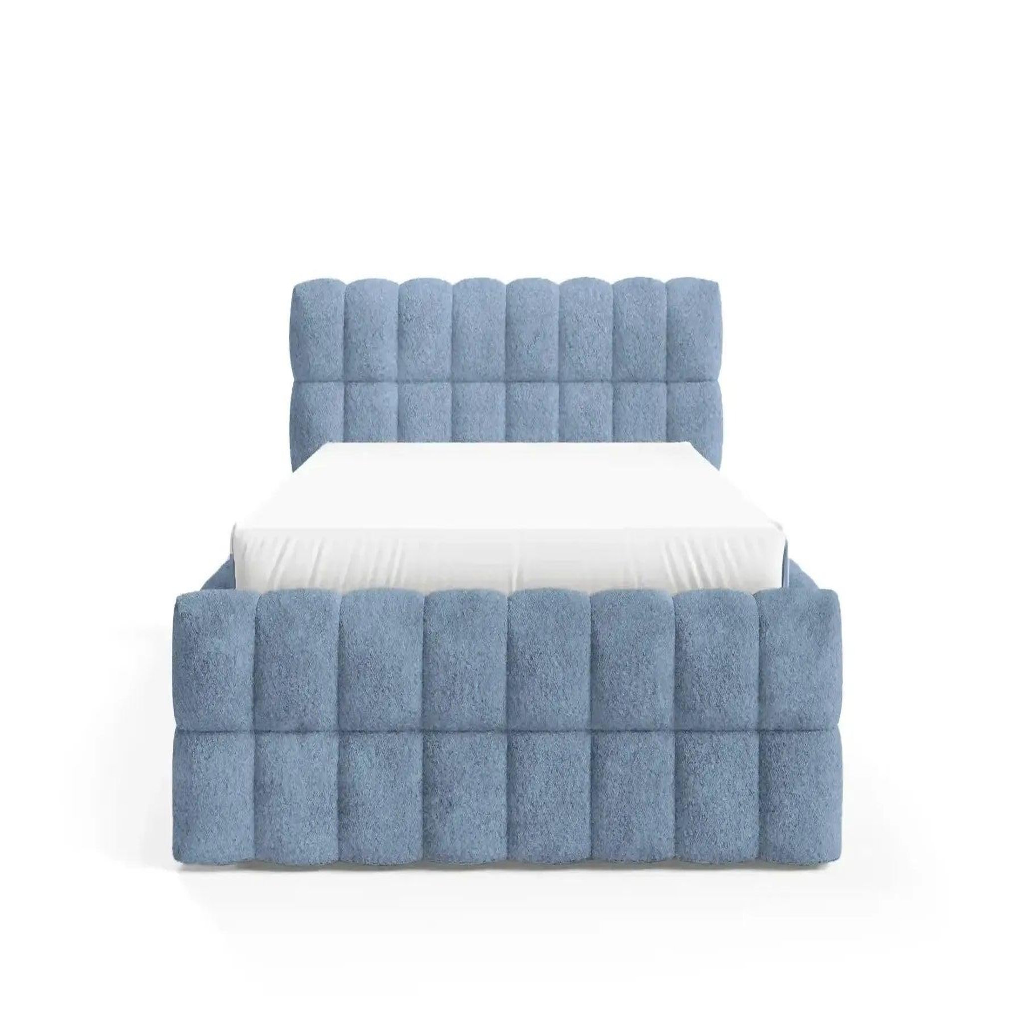Voir la diapositive 1 : CASANOVA PARIS Voltaire - lit coffre tissu bouclette bleu