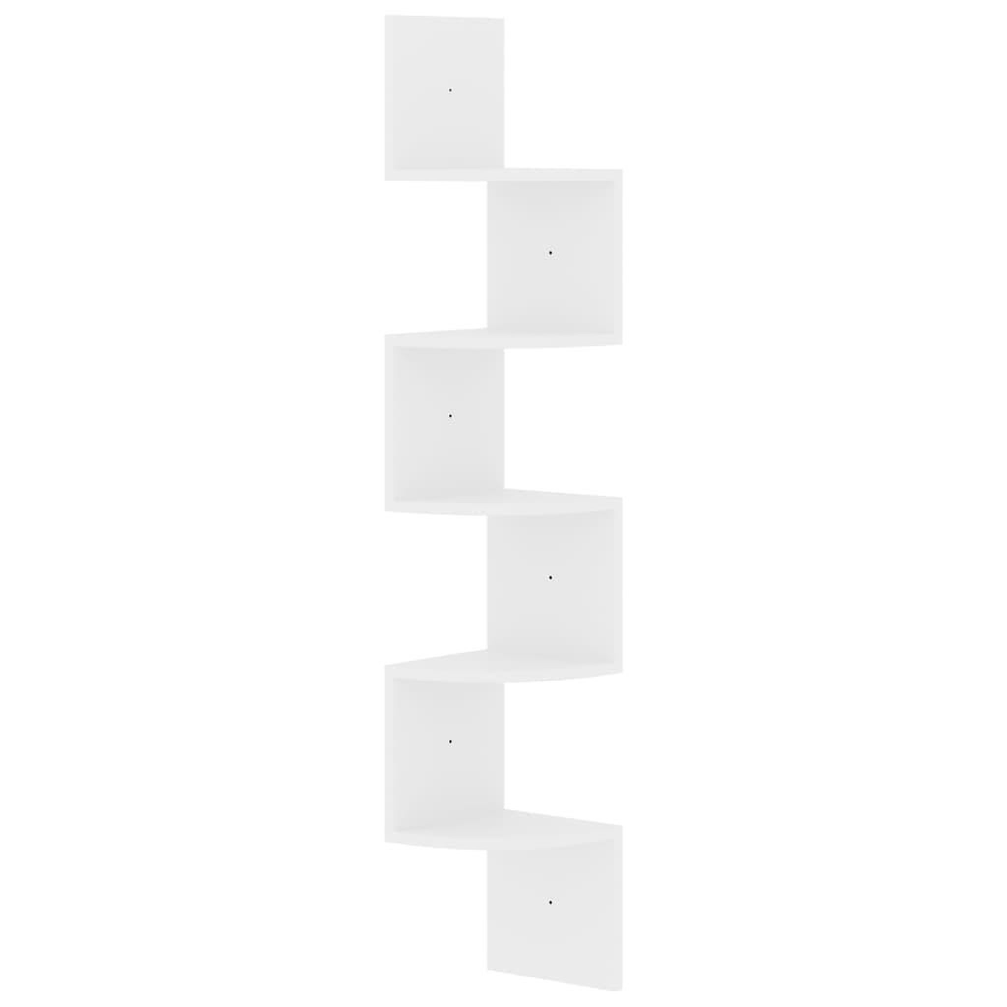 Voir la diapositive 2 : VIDAXL Etagere d'angle murale blanc brillant 19x19x123 cm