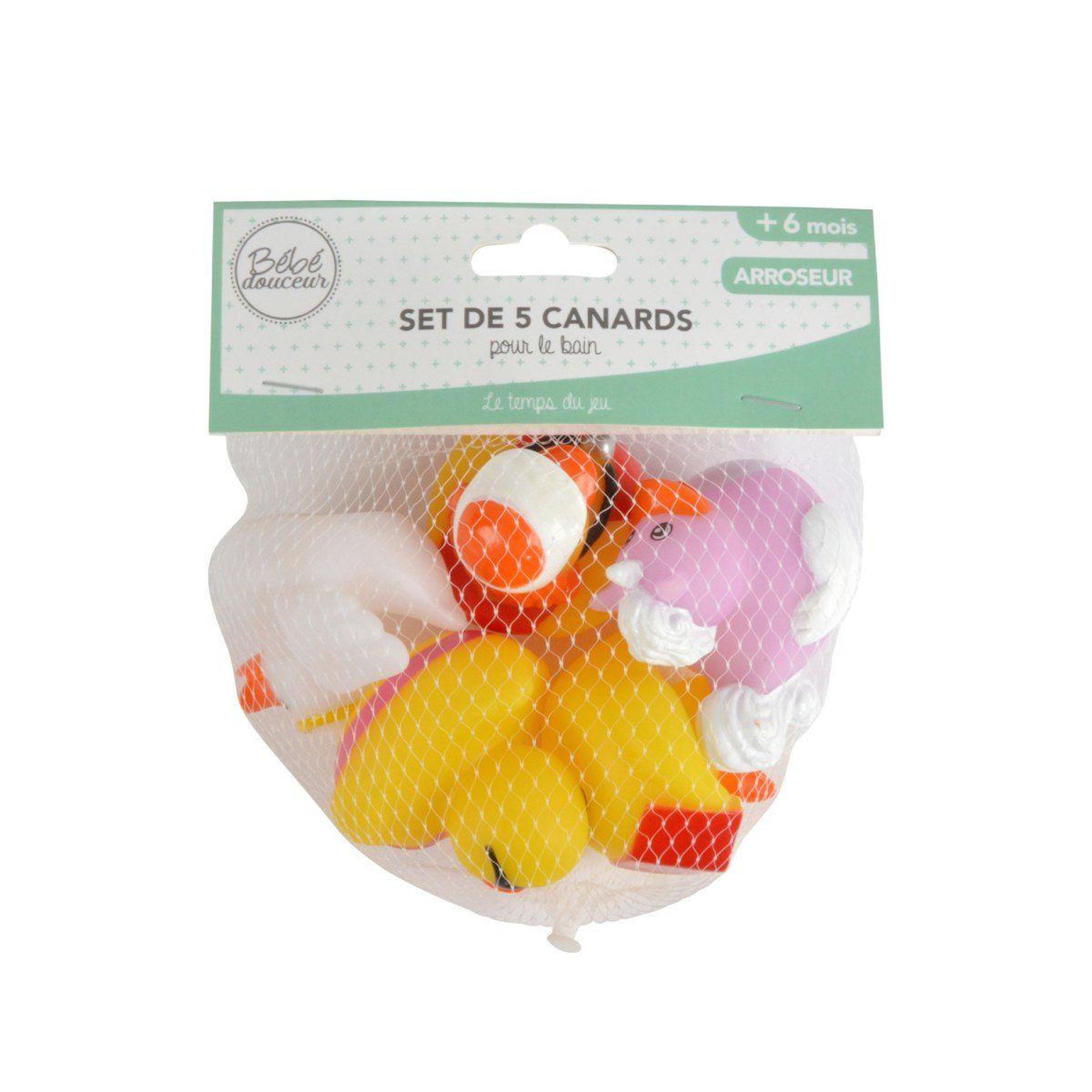 Voir la diapositive 2 : BEBE DOUCEUR Lot de 5 jouets pour le bain  canard  5cm multicolore