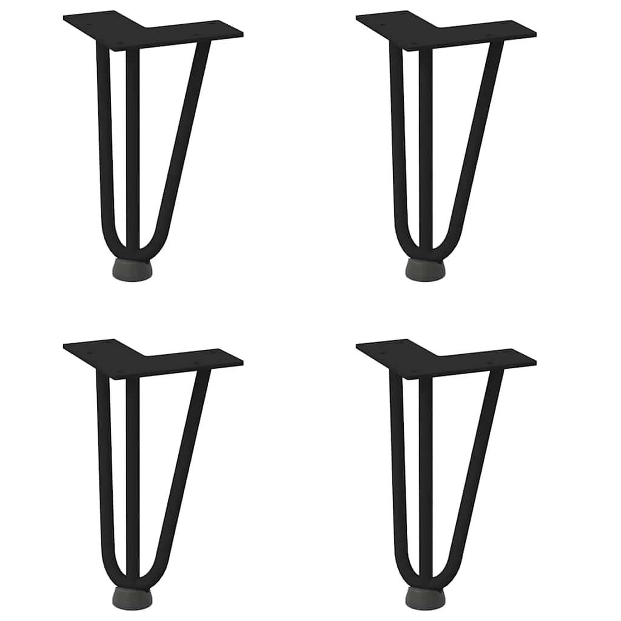 Voir la diapositive 2 : VIDAXL Pieds de table en forme d'epingle a cheveux 4 pcs noir 20 cm