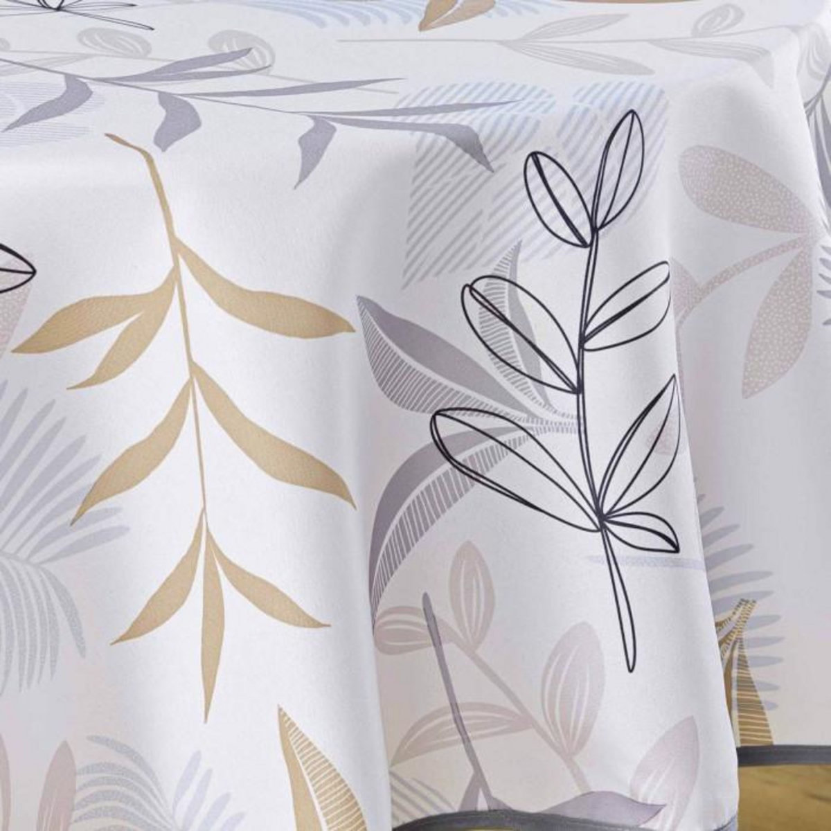 Paris Prix Nappe Ronde Imprimé  Miraline  180cm Blanc