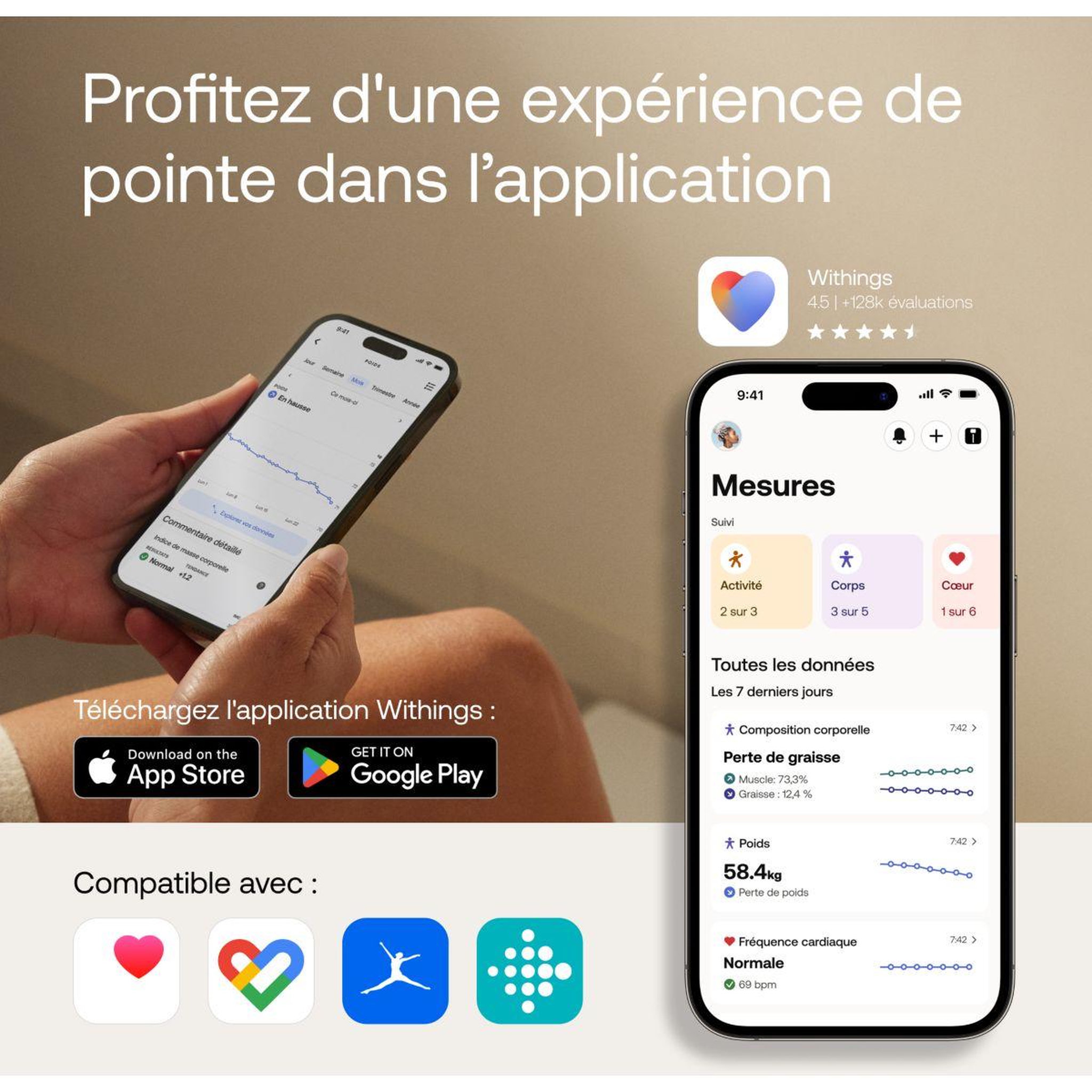 Voir la diapositive 5 : WITHINGS Pèse personne connecté body scan noir