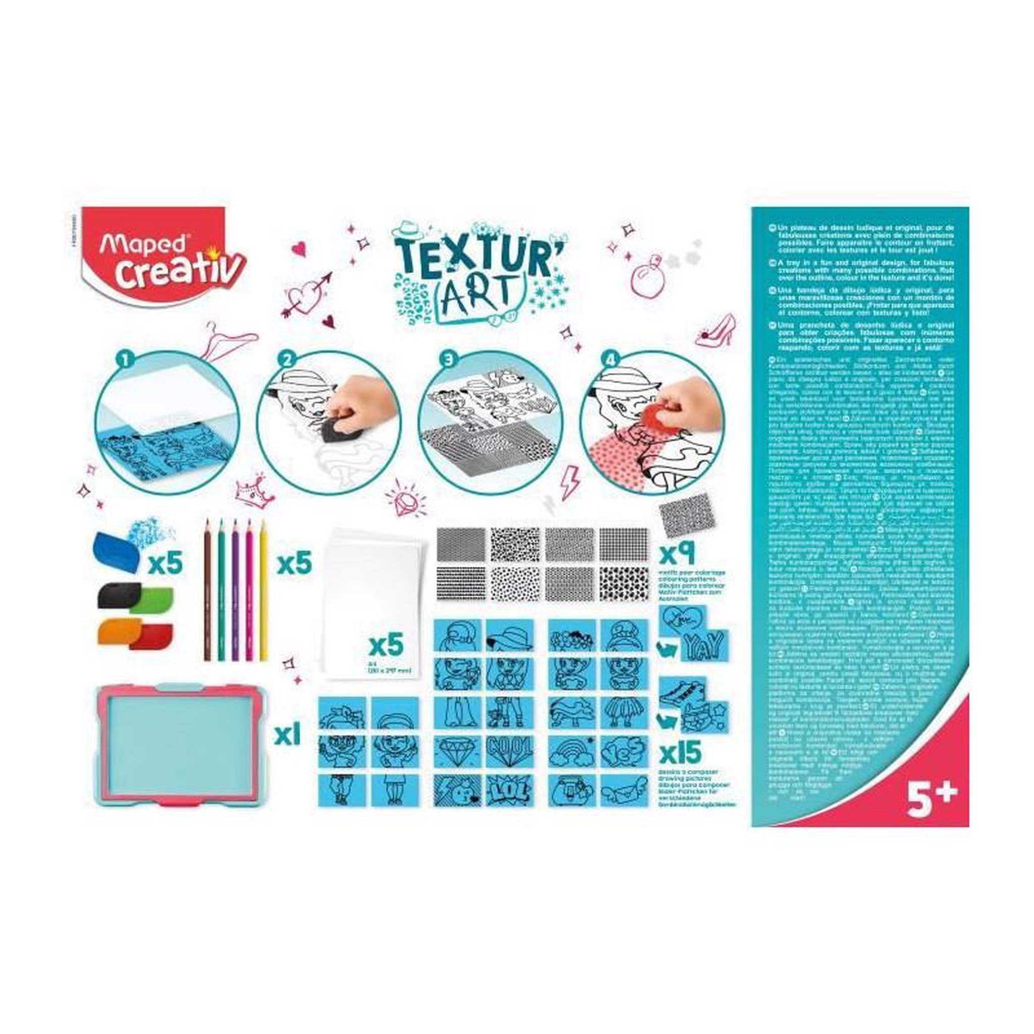 Voir la diapositive 3 : Joustra MAPED CREATIV - Tablette de dessin TexturArt Fashion