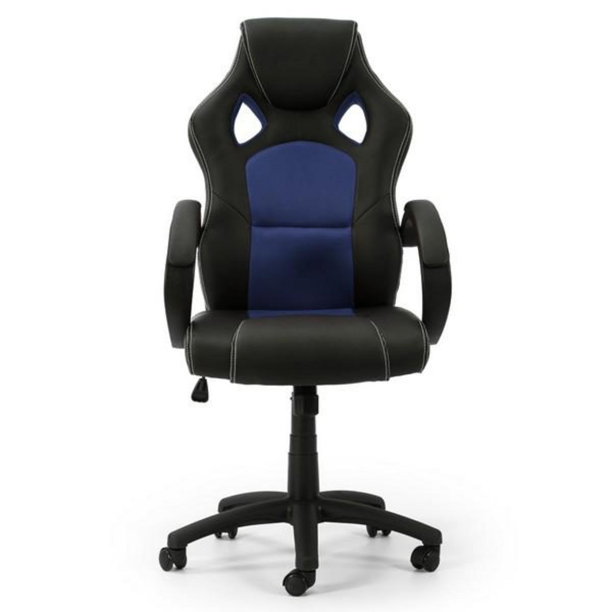 VS VENTA-STOCK Fauteuil de Bureau réglable et inclinable Hamilton tapissé en Similicuir, Noir/Bleu