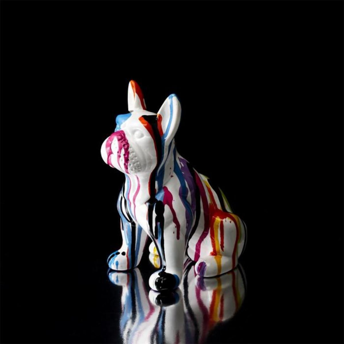 Paris Prix Statuette Déco  Bulldog Coulures  20cm Multicolore
