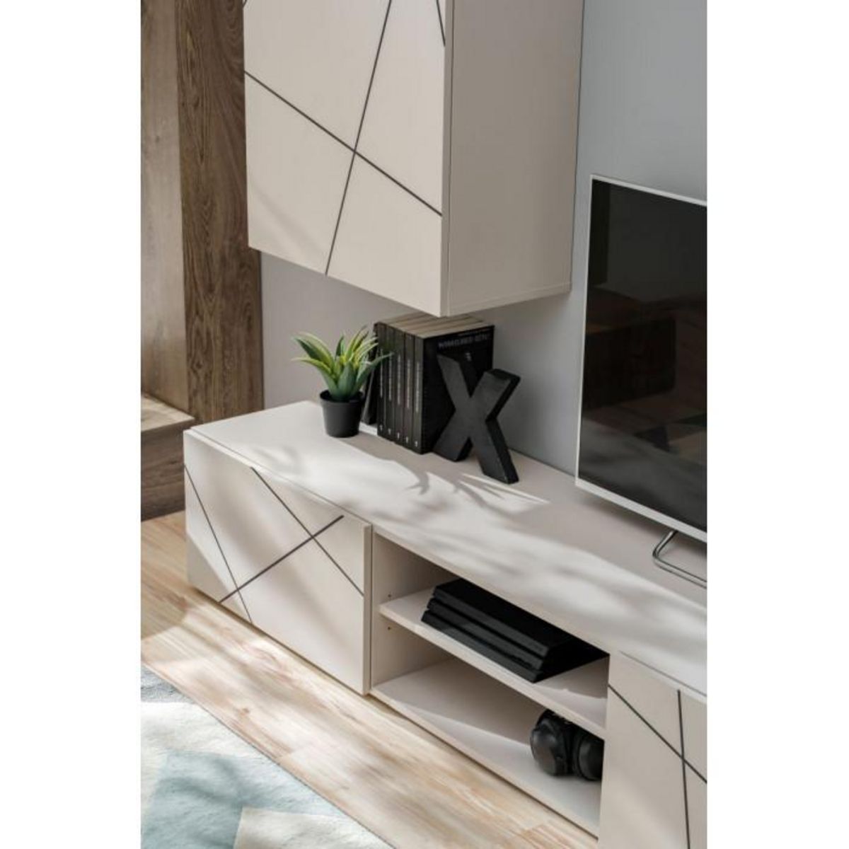 Paris Prix Ensemble Meuble TV 3P  Geo  250cm Beige