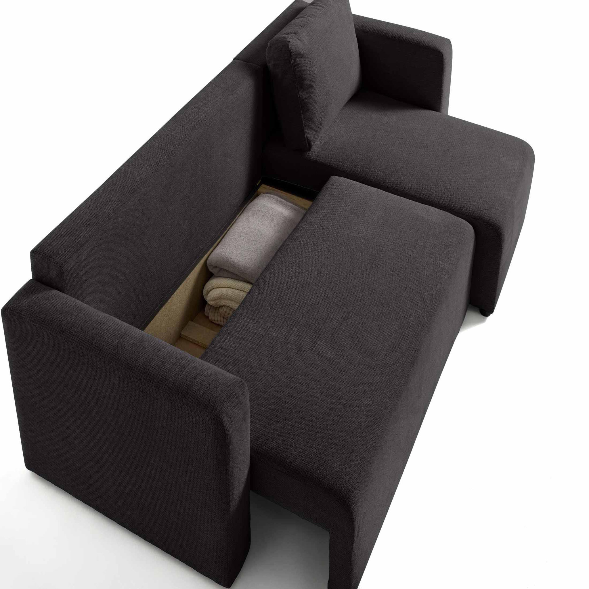 Voir la diapositive 5 : BEST MOBILIER Canopy - canapé d'angle réversible - 4 places - convertible avec coffre - en tissu texturé